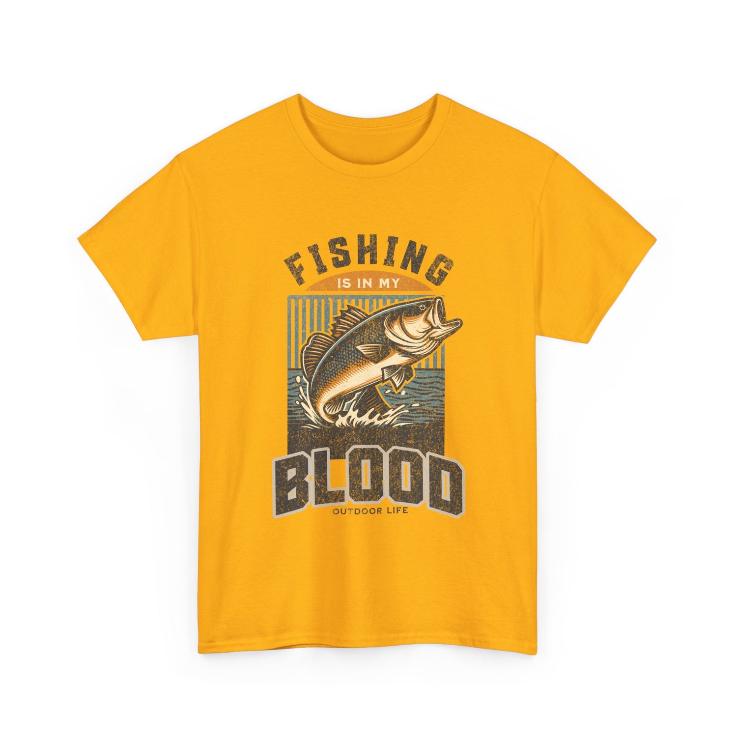 Fishing Is My Blood T-Shirt — Retro Bass Graphic Tee for Anglers