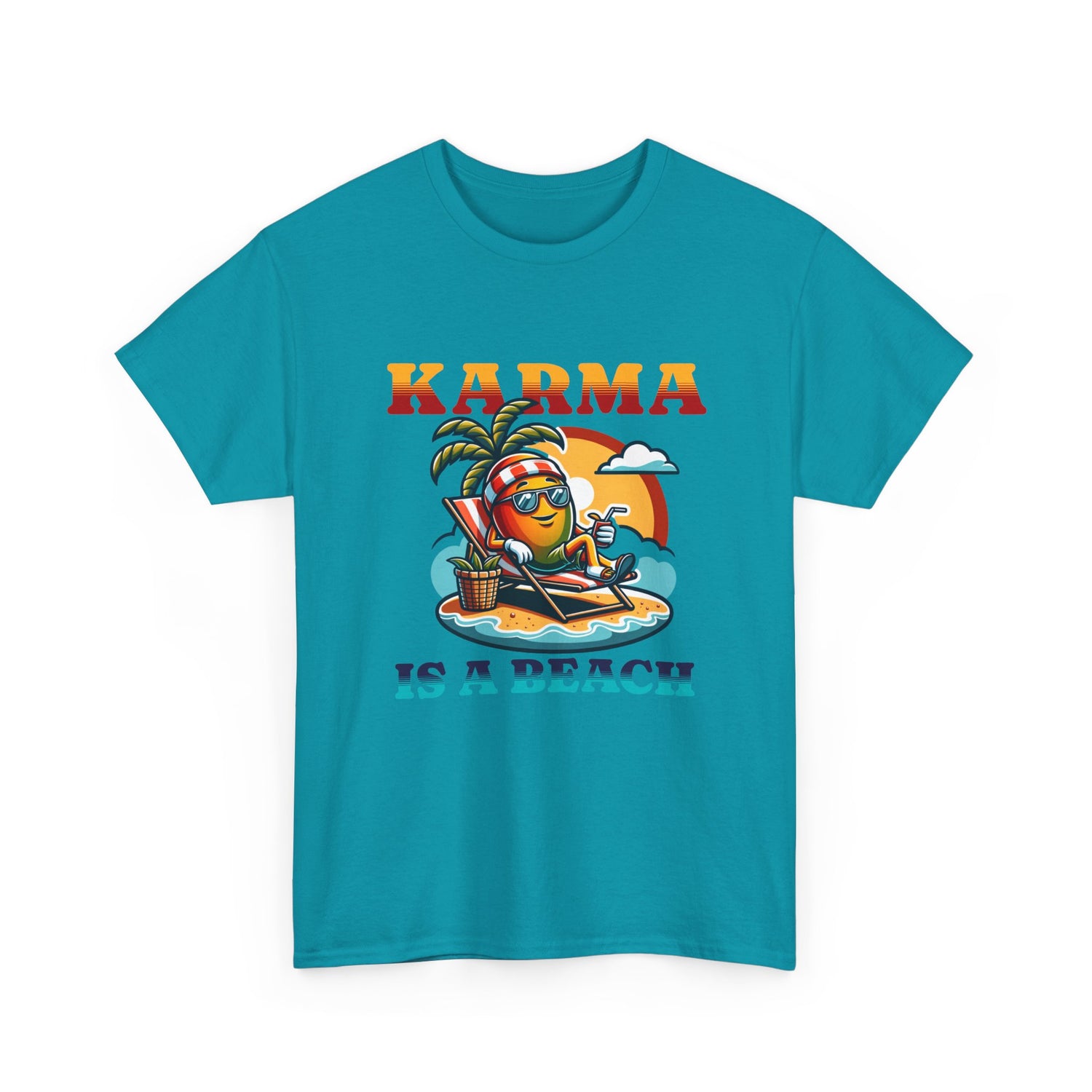"Karma Is a Beach" Retro Tropical Tee