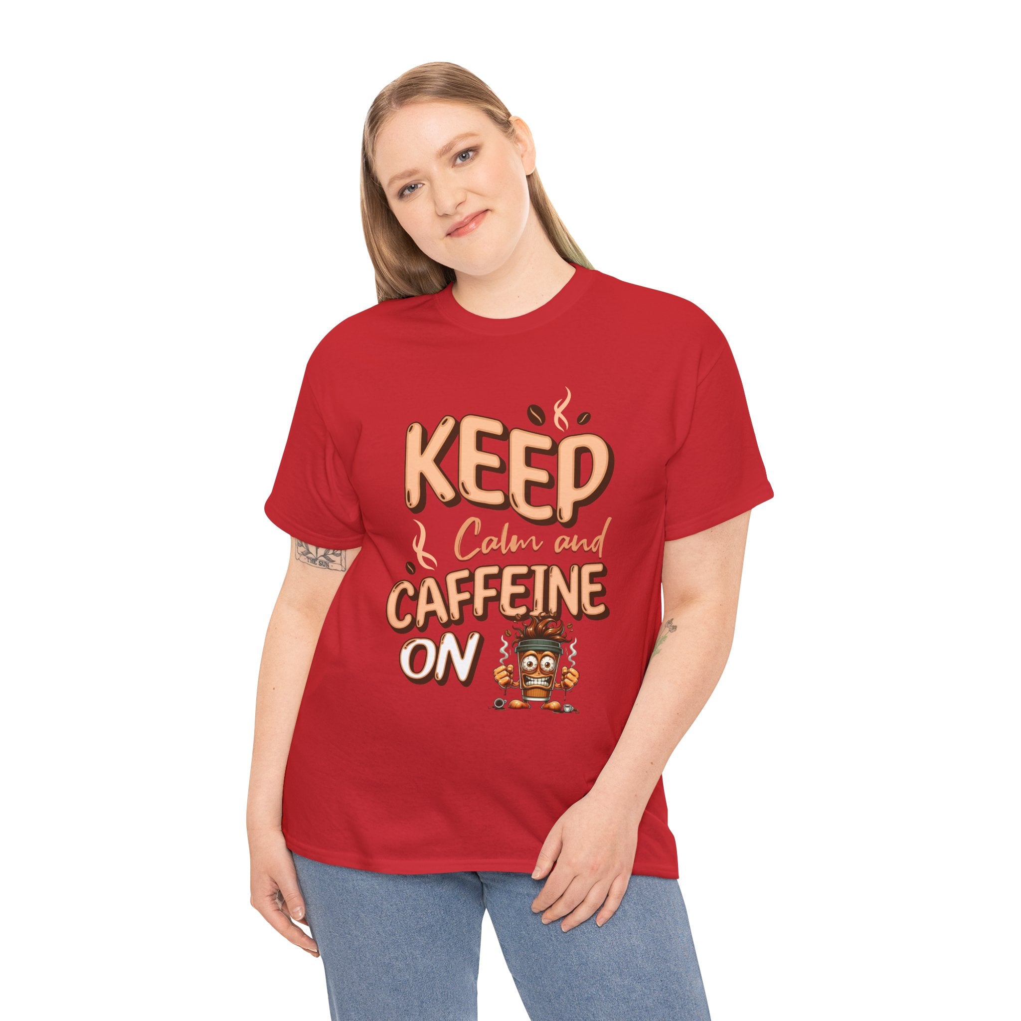 Keep Calm And Caffeine On – Funny Coffee Lover T-Shirt