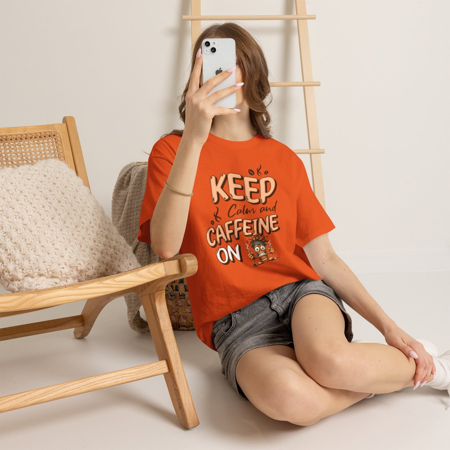 Keep Calm And Caffeine On – Funny Coffee Lover T-Shirt