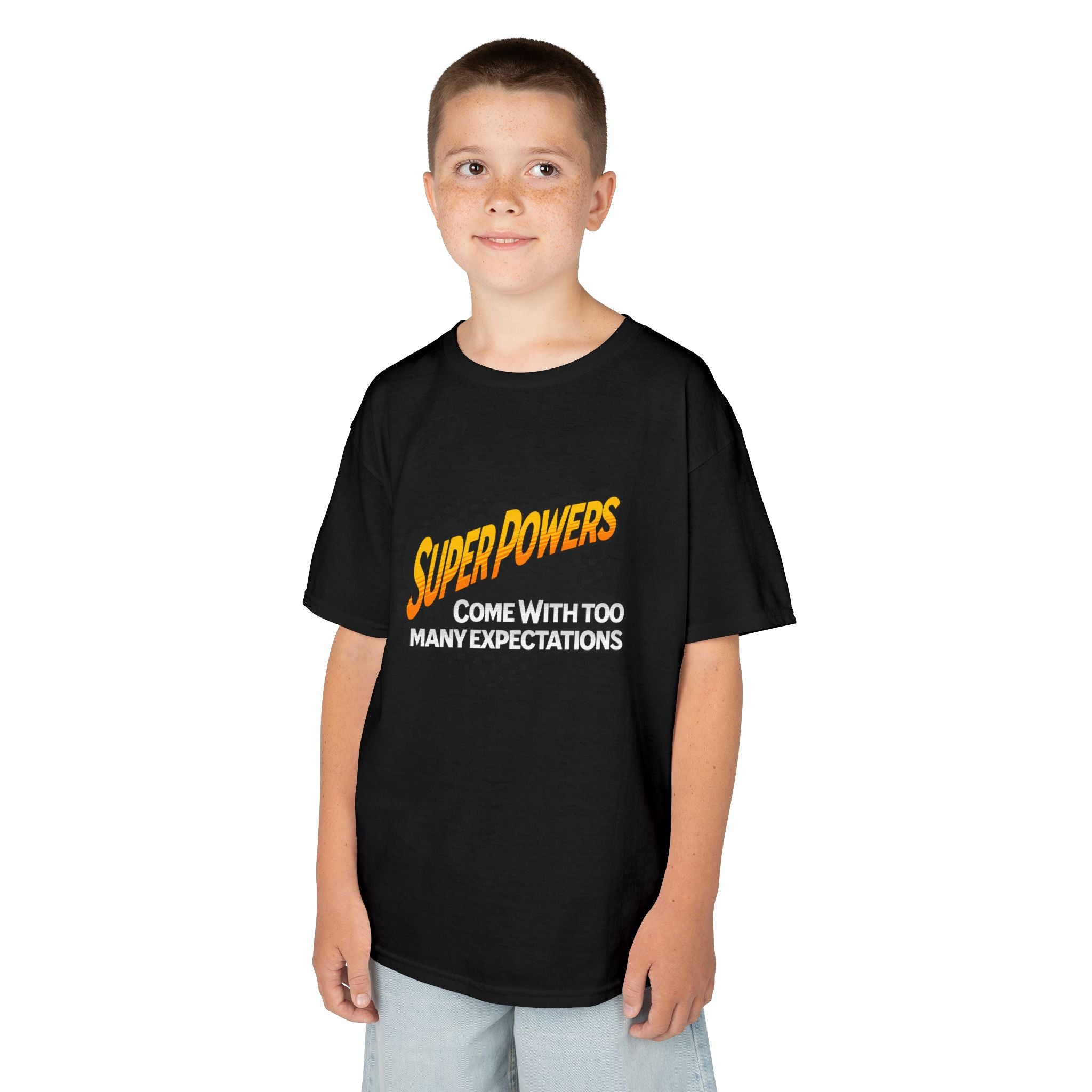Kids T-Shirt - "Superpowers Come With Too Many Expectations" Comic Graphic Tee