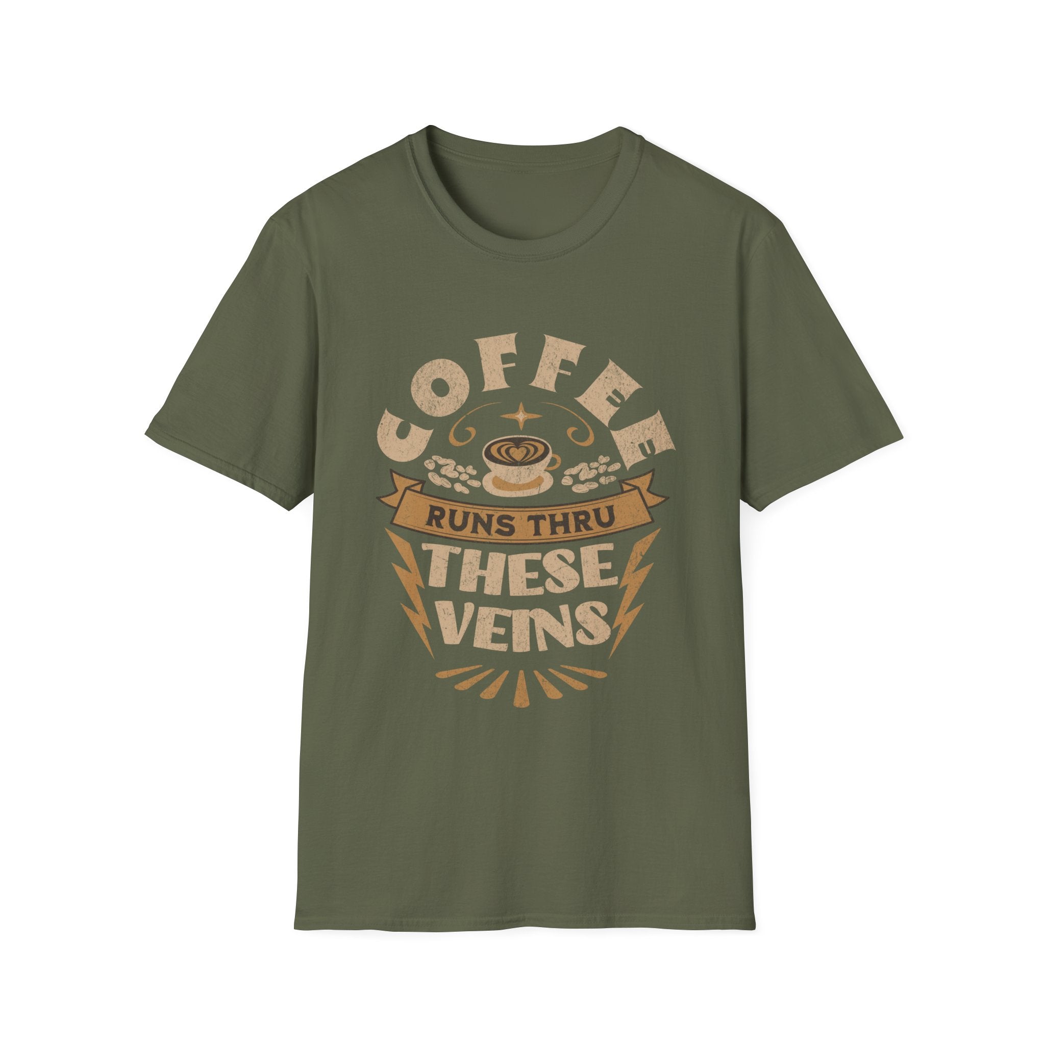 Coffee Runs Thru These Veins Unisex T-Shirt - Green