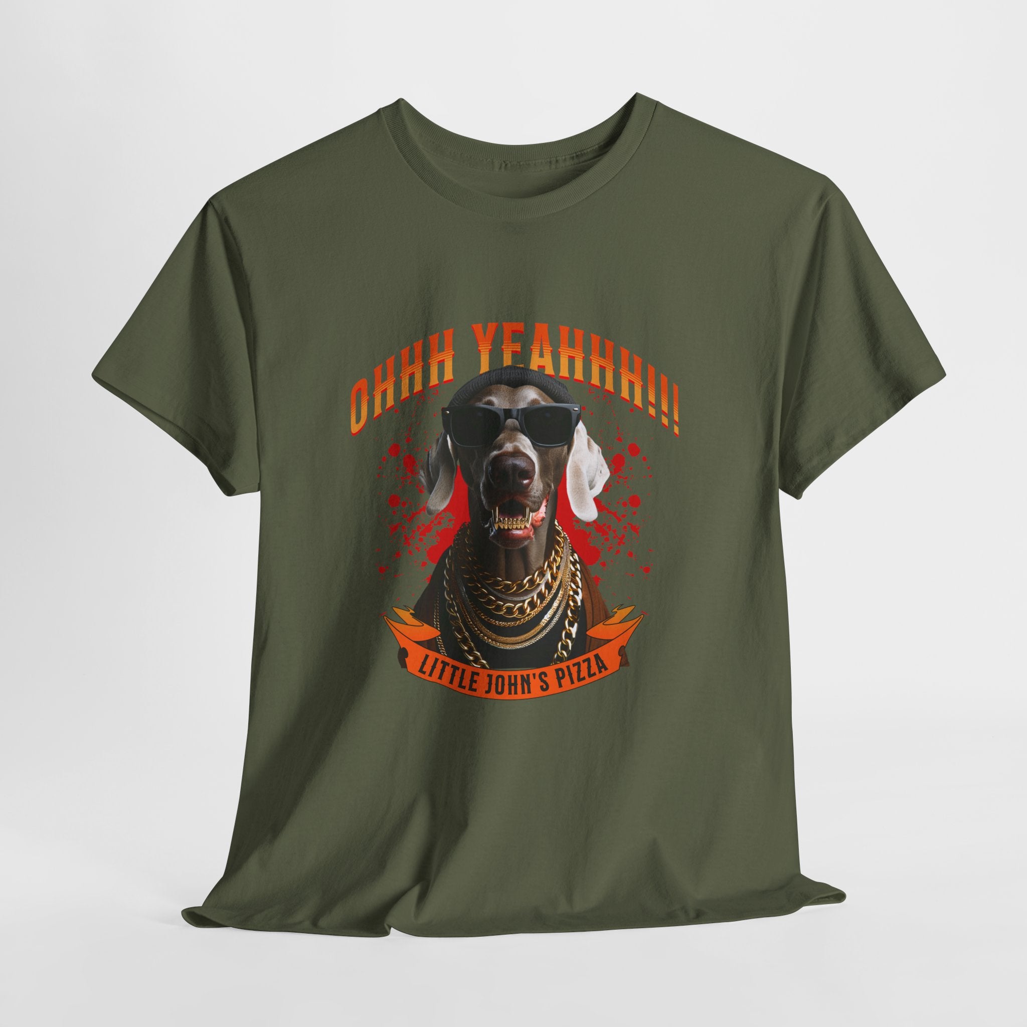 Little Johns Pizza Lover Unisex Tee, Ohhh Yeahhh Graphic Tee, Funny Dog T-Shirt, Food Lover Gift, Unisex Cotton Shirt
