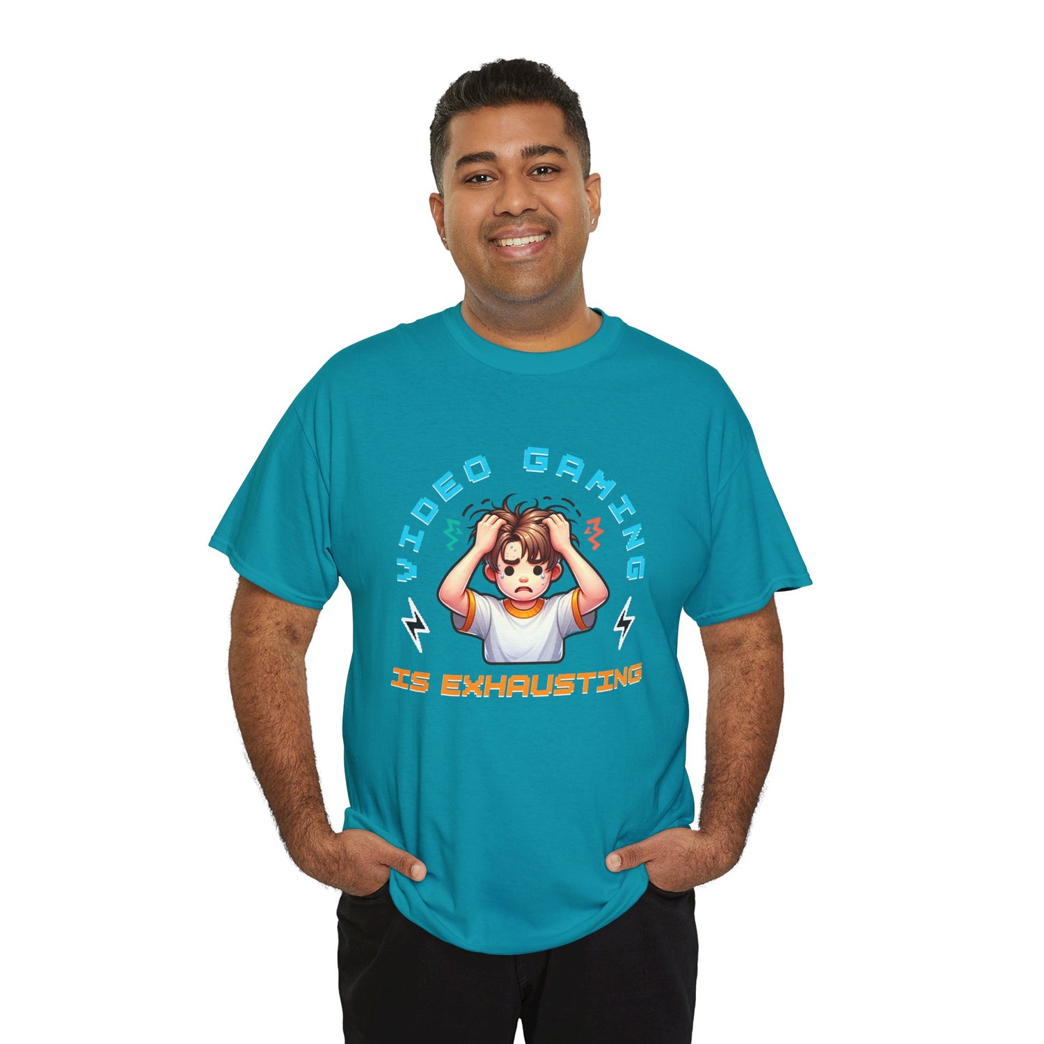 Gaming T‑Shirt — "Video Gaming Is Exhausting" Cute Anime Gamer Tee