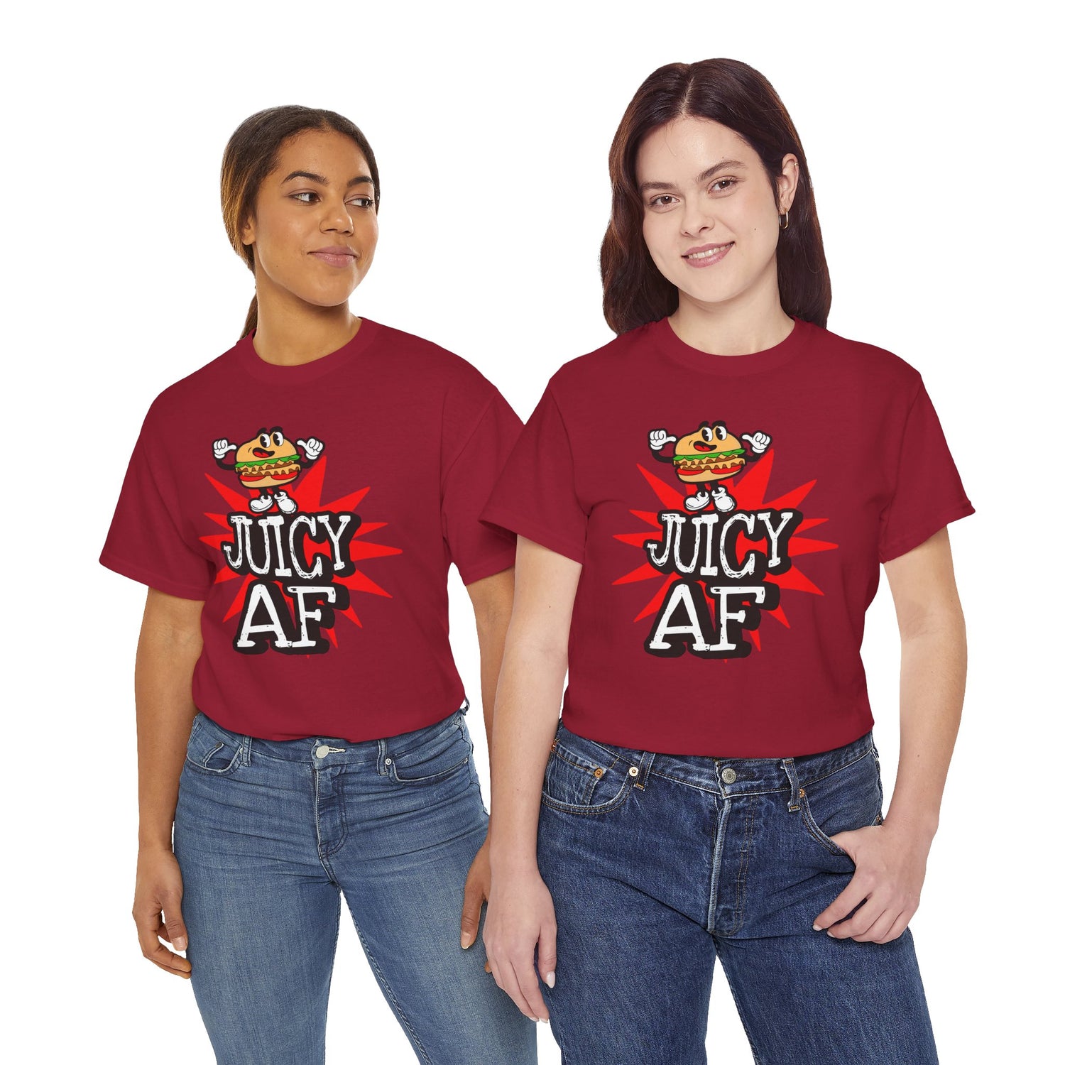 Juicy AF T-Shirt — Retro Cartoon Burger Graphic Tee