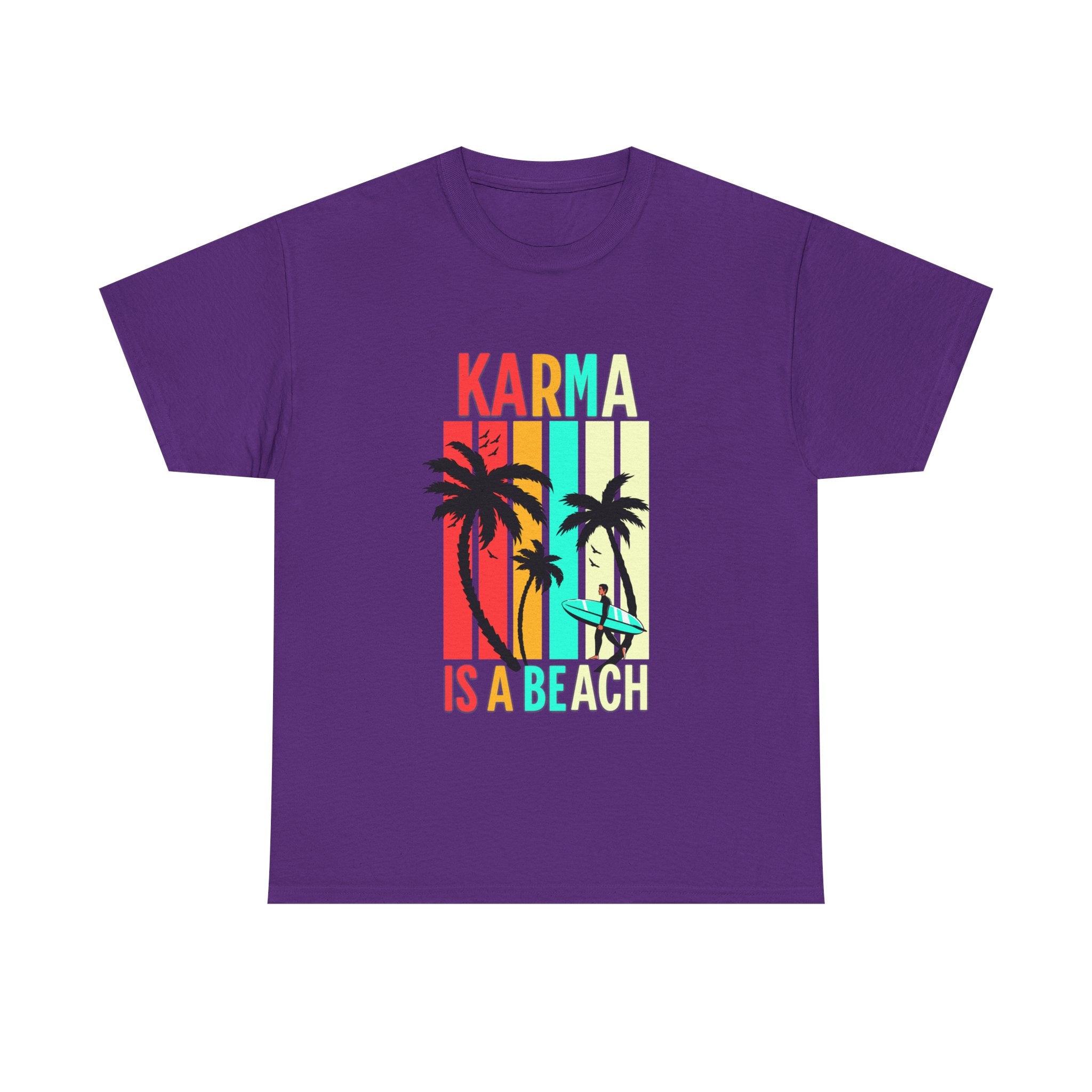 Karma Is A Beach T-Shirt – Vintage Palm Tree Surf Graphic Tee