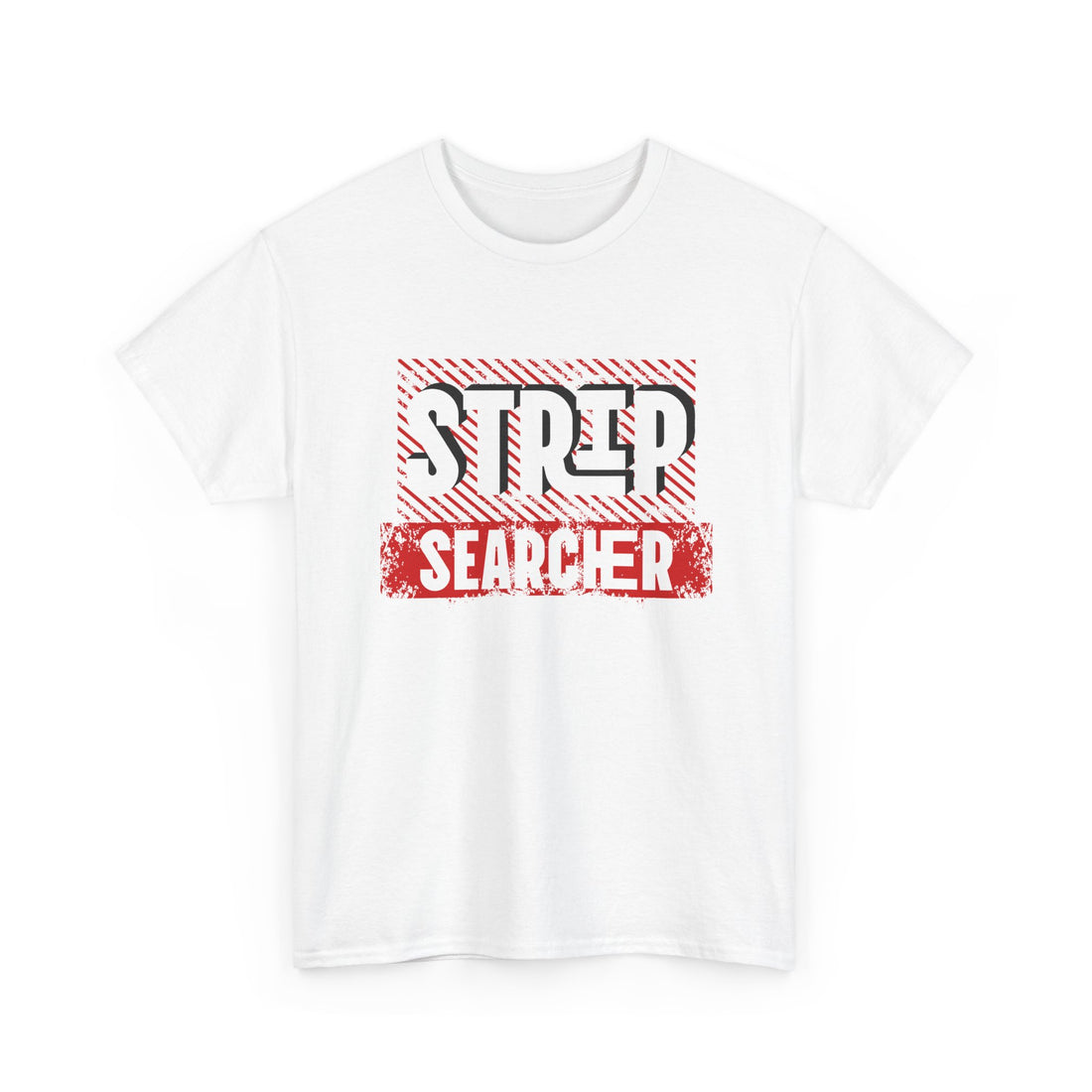 Step Searcher Graphic Tee — Vintage Red Stamped Design