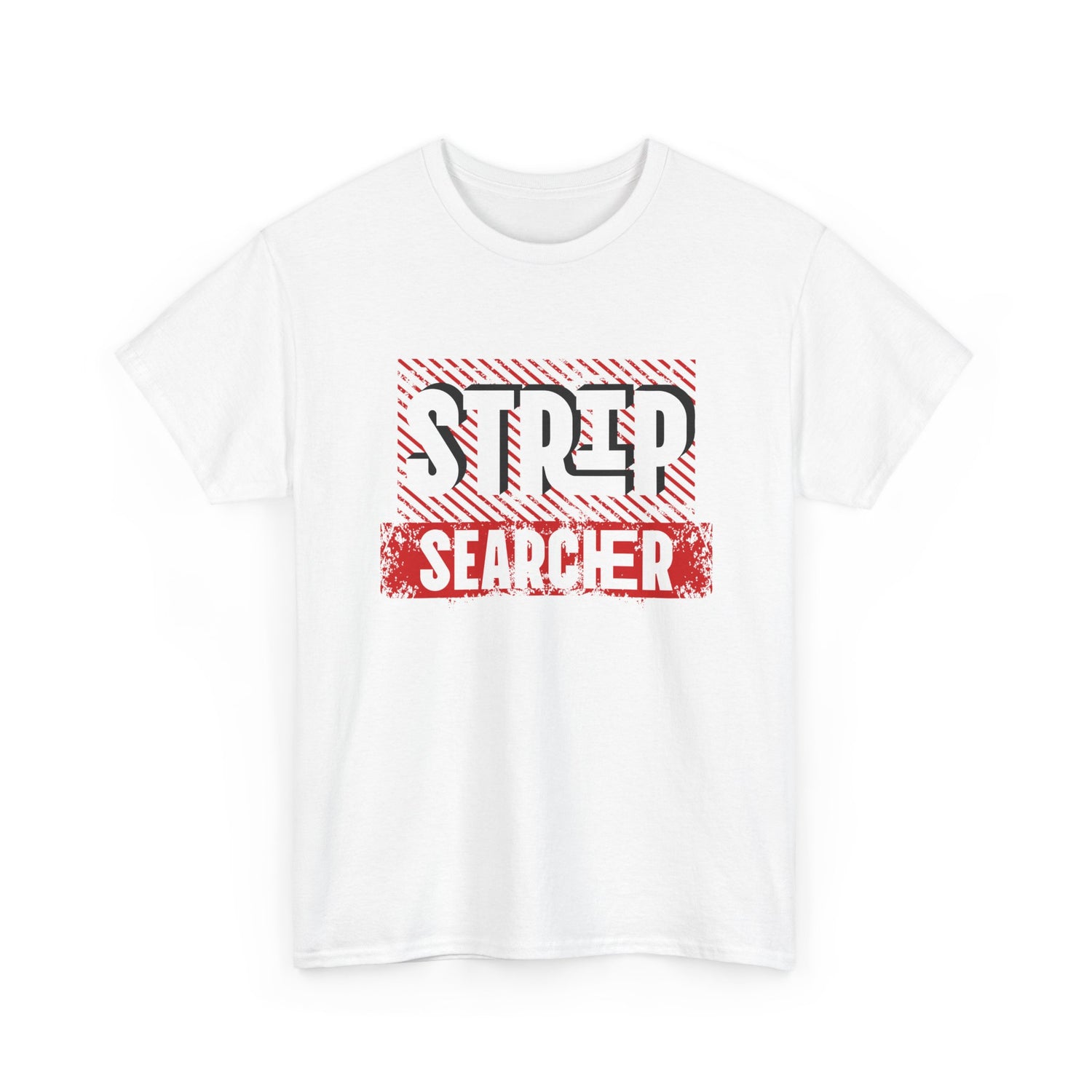 Step Searcher Graphic Tee — Vintage Red Stamped Design