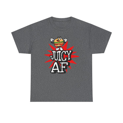 Juicy AF T-Shirt — Retro Cartoon Burger Graphic Tee
