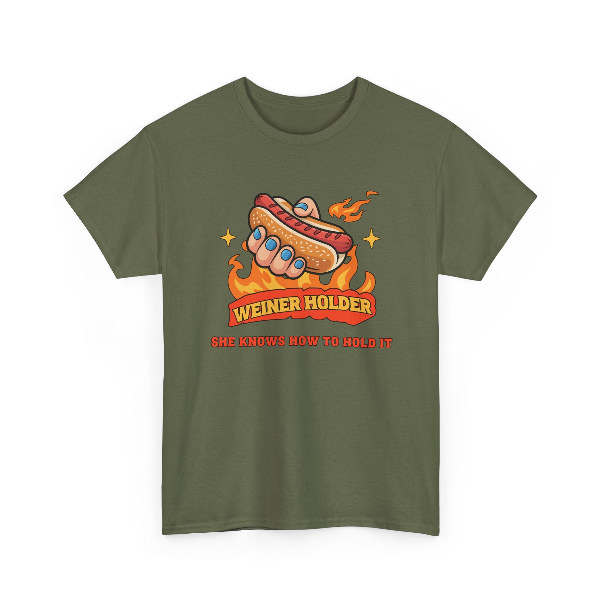 Funny Hot Dog T-Shirt — Weiner Holder Adult-Themed Tee