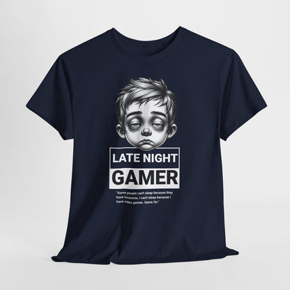 Late Night Gamer T-Shirt — Funny Sleepy Gamer Graphic Tee