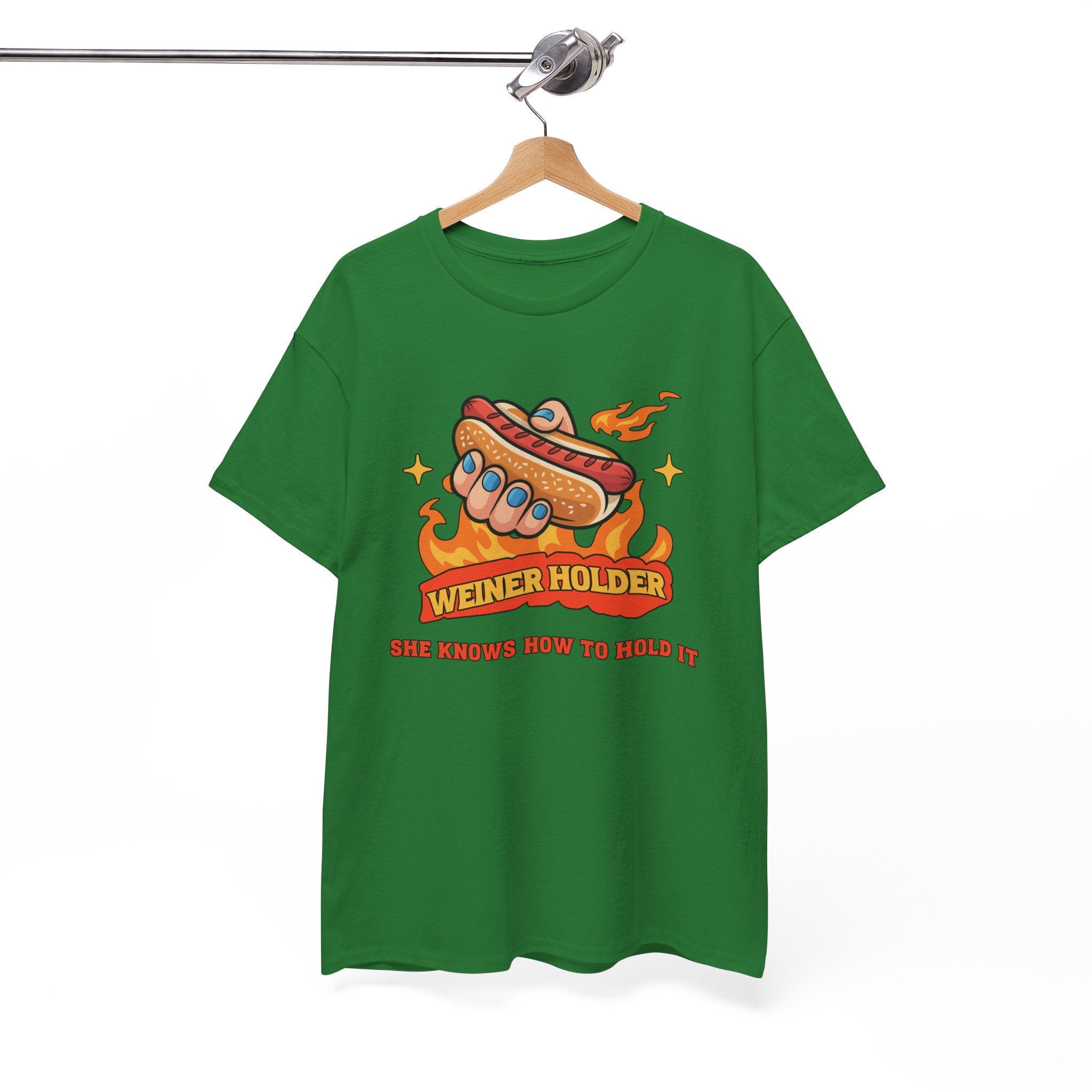 Funny Hot Dog T-Shirt — Weiner Holder Adult-Themed Tee