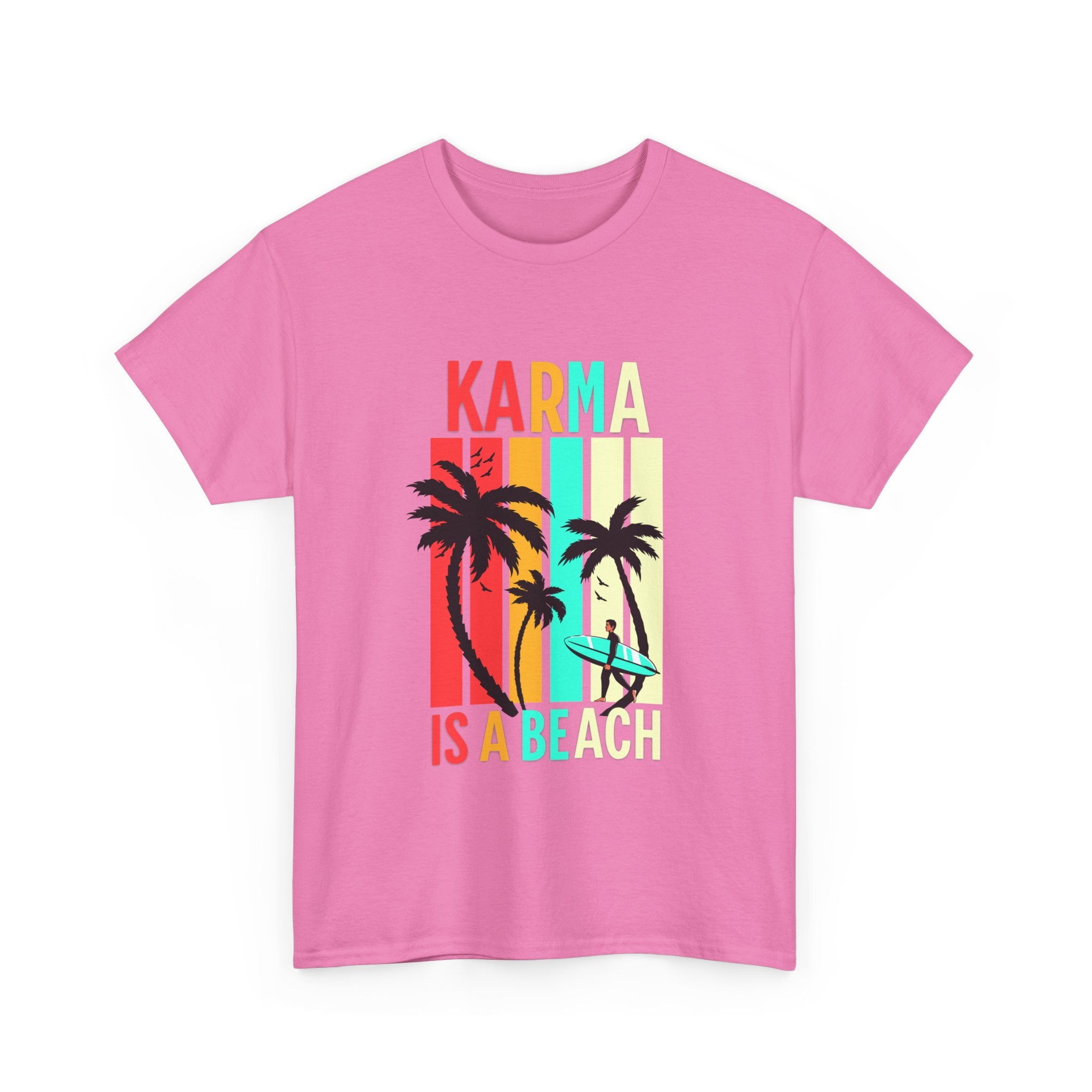Karma Is A Beach T-Shirt – Vintage Palm Tree Surf Graphic Tee