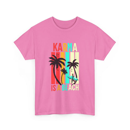 Karma Is A Beach T-Shirt – Vintage Palm Tree Surf Graphic Tee