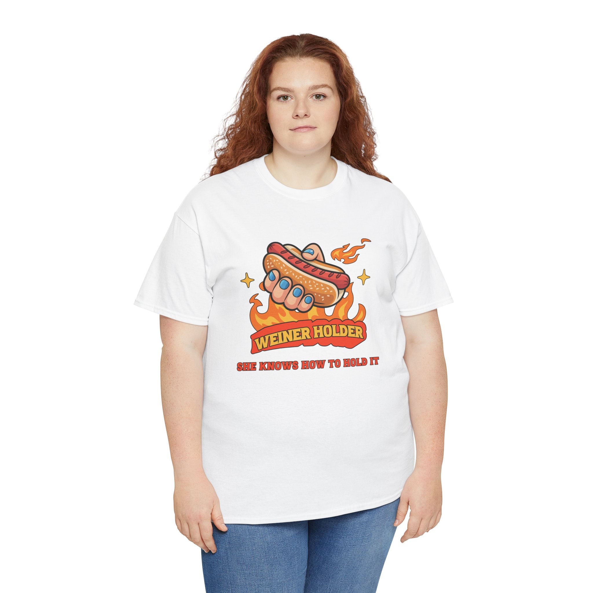 Funny Hot Dog T-Shirt — Weiner Holder Adult-Themed Tee