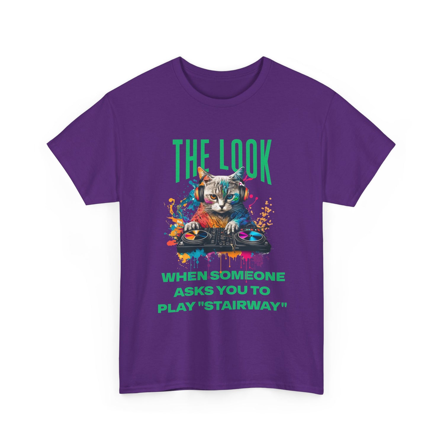Cat DJ T‑Shirt — “The Look When Someone Asks You to Play ‘Stairway’”