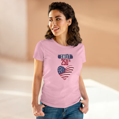 Sweet 250th American Flag Heart T‑Shirt