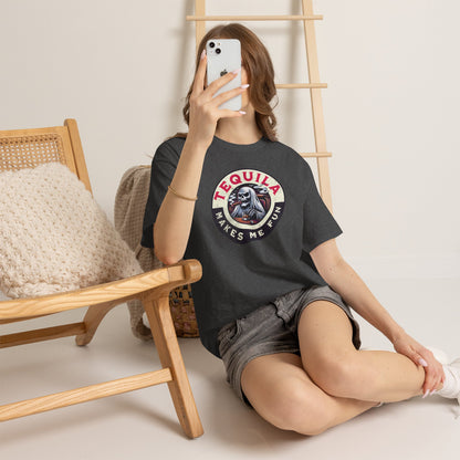 Tequila Makes Me Fun T-Shirt – Funny Party Graphic Tee with Skull &amp; Bottle Design