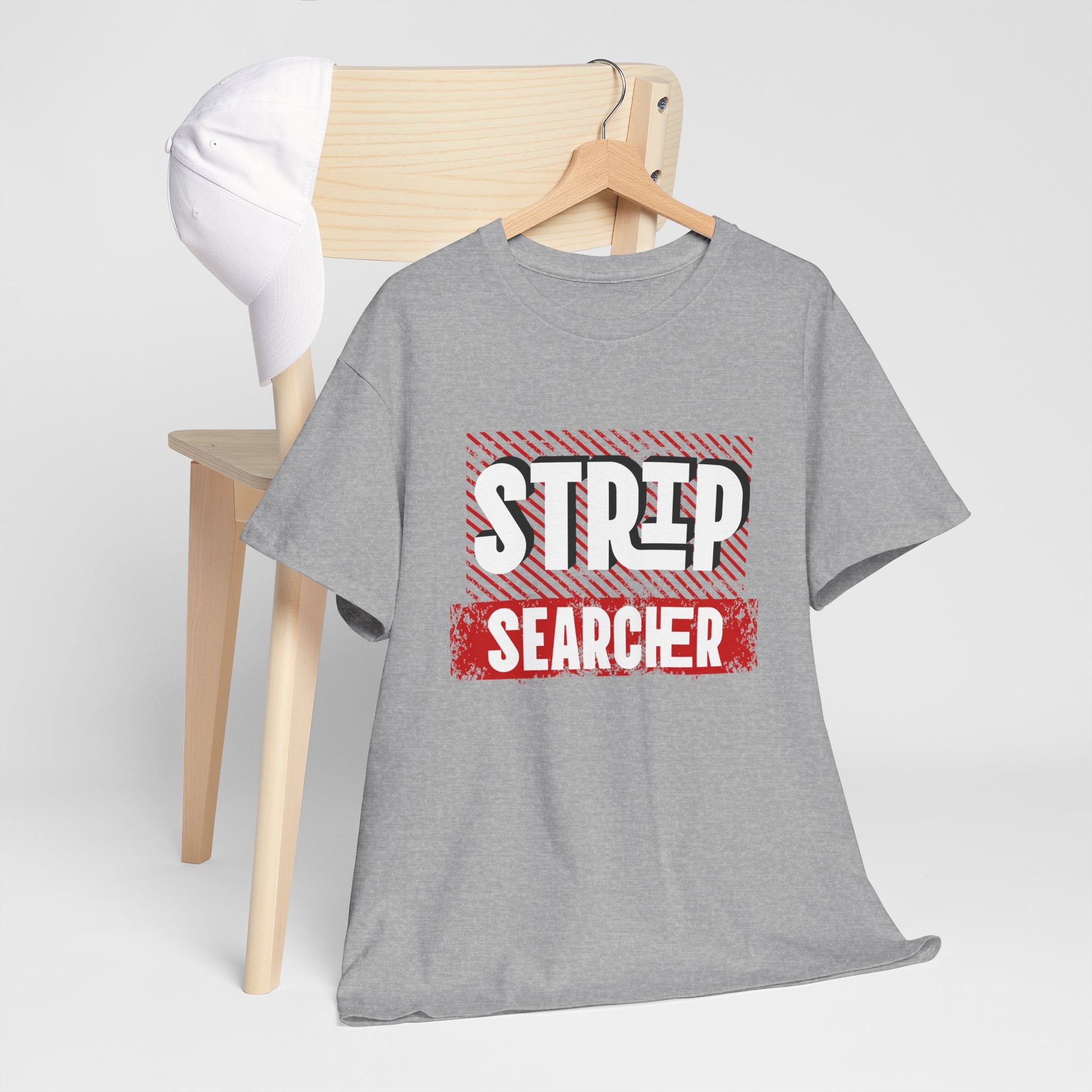 Step Searcher Graphic Tee — Vintage Red Stamped Design