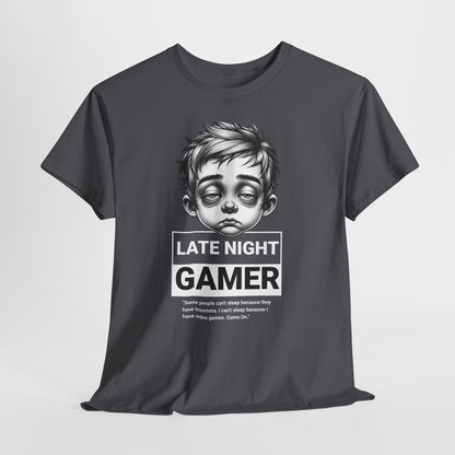 Late Night Gamer T-Shirt — Funny Sleepy Gamer Graphic Tee
