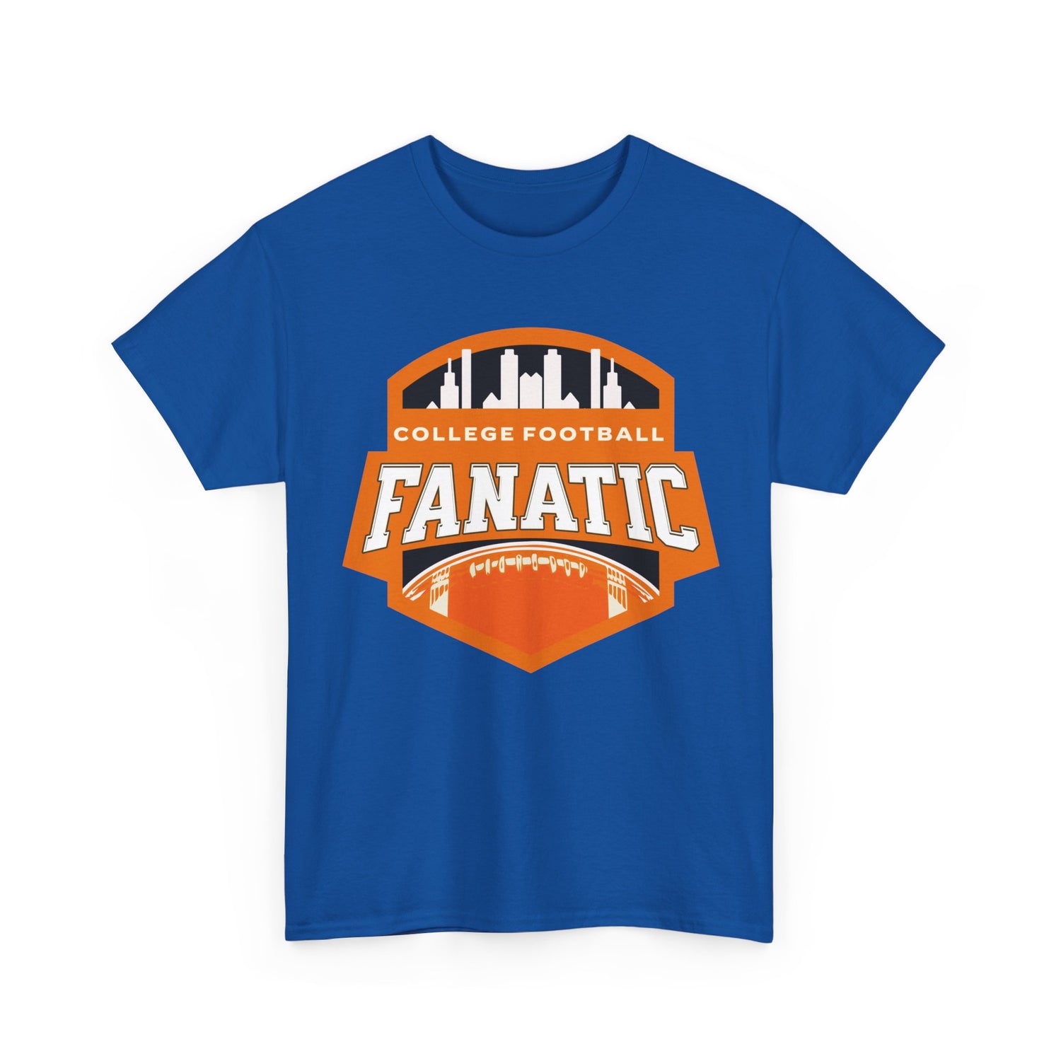 College Football Fanatic T-Shirt — Retro Orange Football Badge Tee