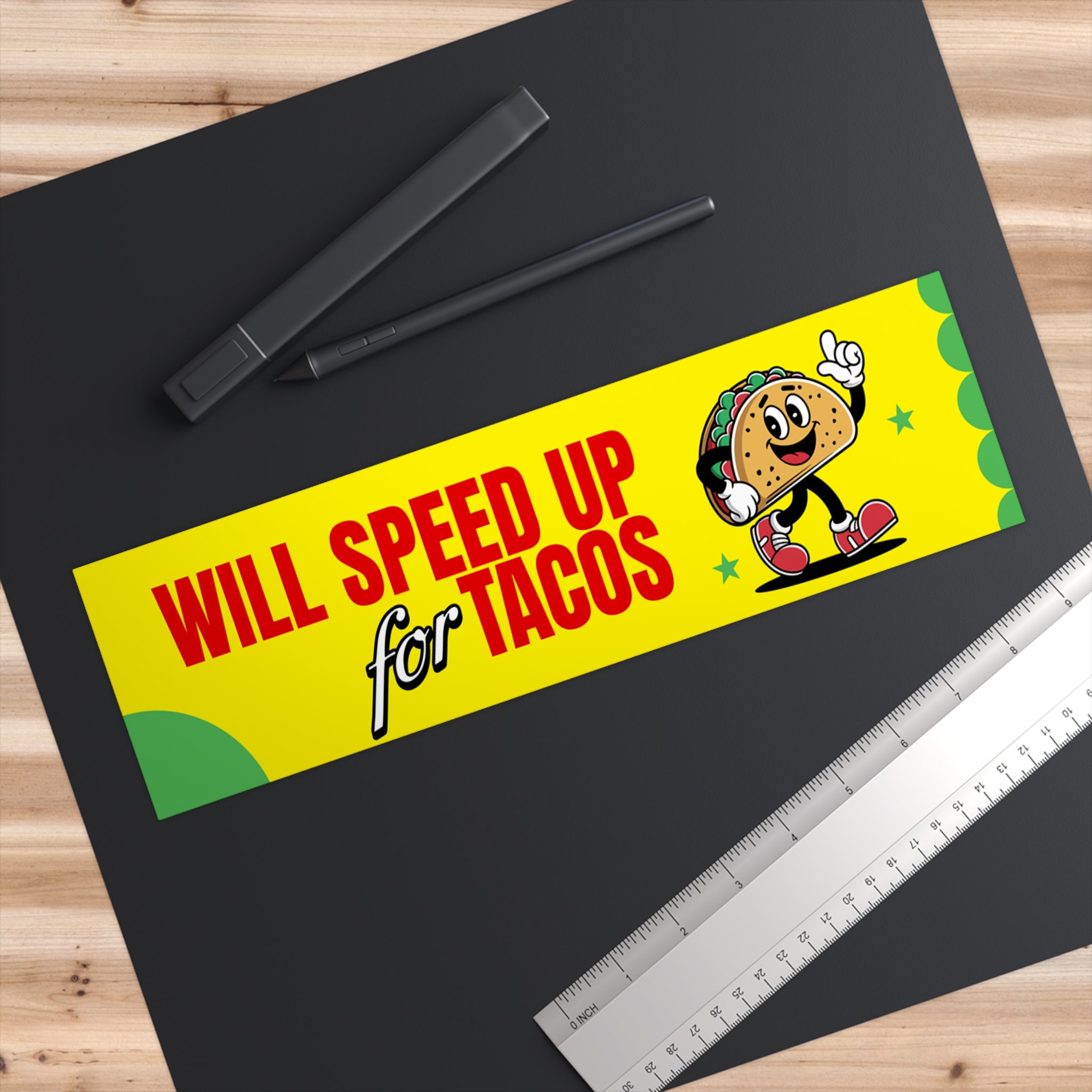 Will Speed Up for Tacos Sticker - Funny Taco Car Decal