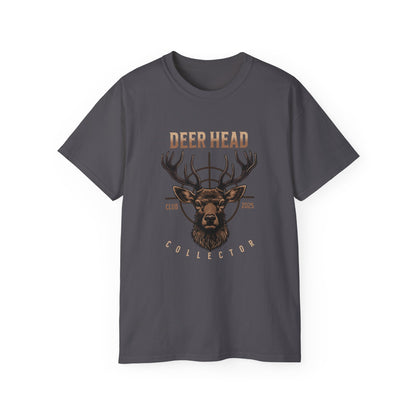 Deer Head Collector Cotton Hunting Tee - Gray