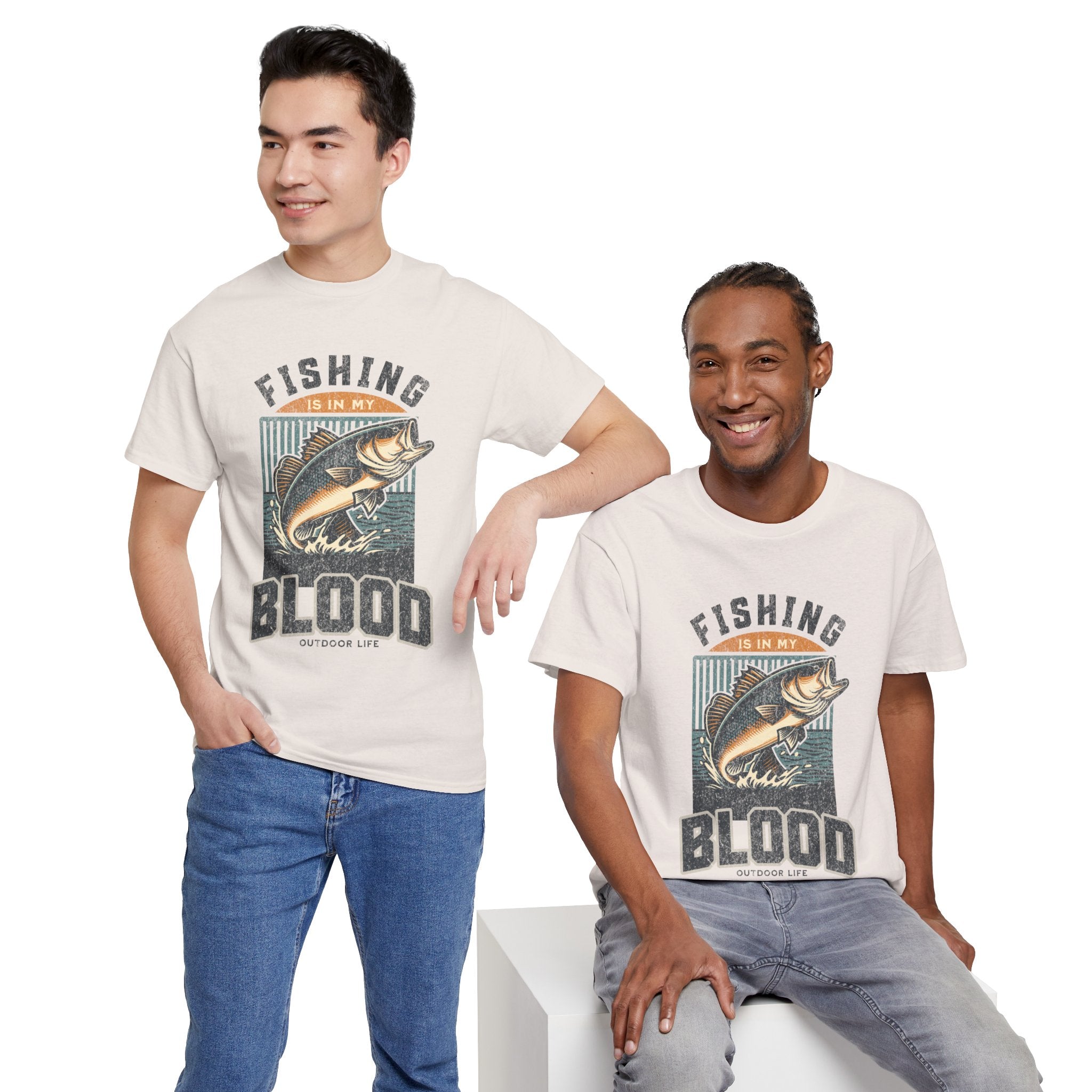 Fishing Is My Blood T-Shirt — Retro Bass Graphic Tee for Anglers