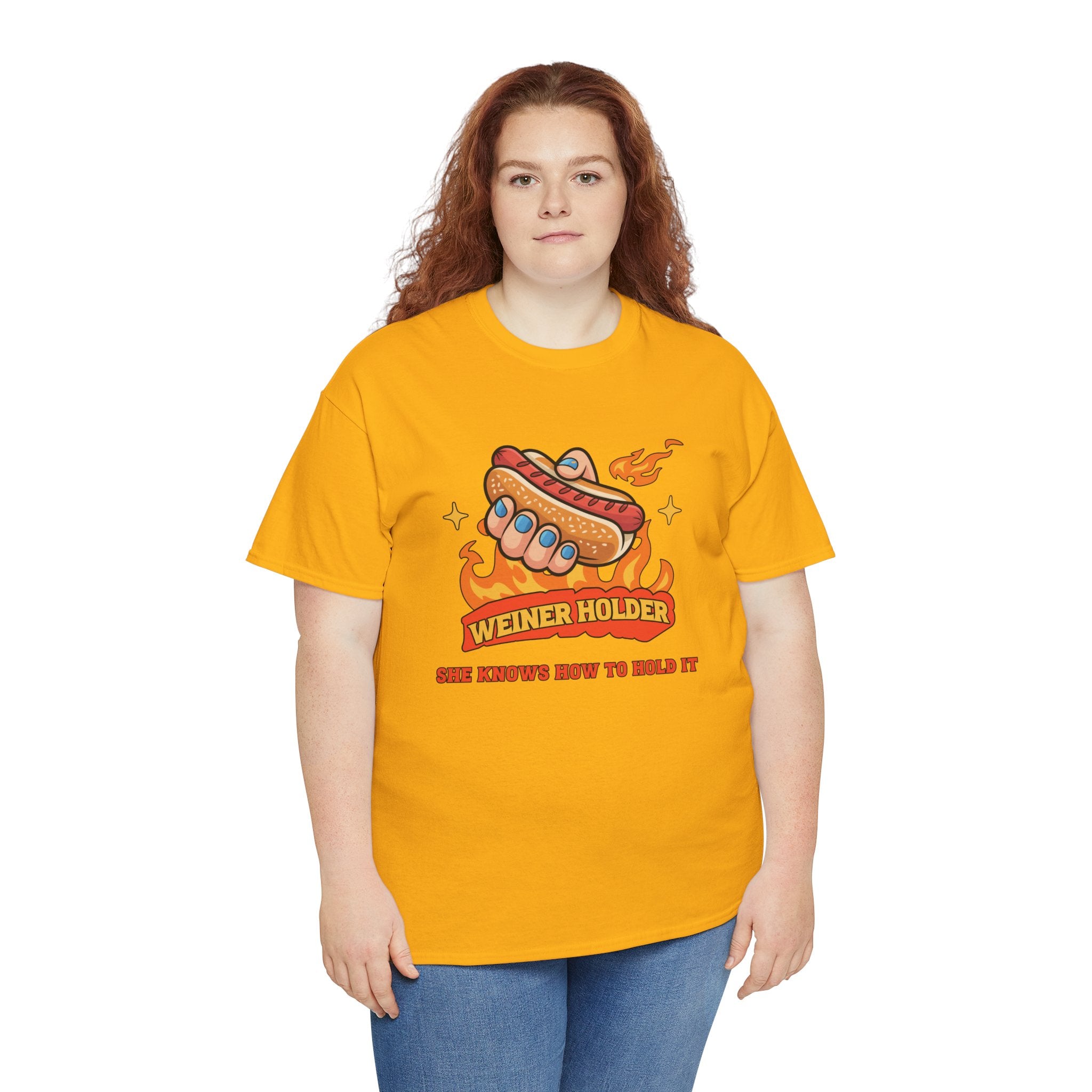 Funny Hot Dog T-Shirt — Weiner Holder Adult-Themed Tee