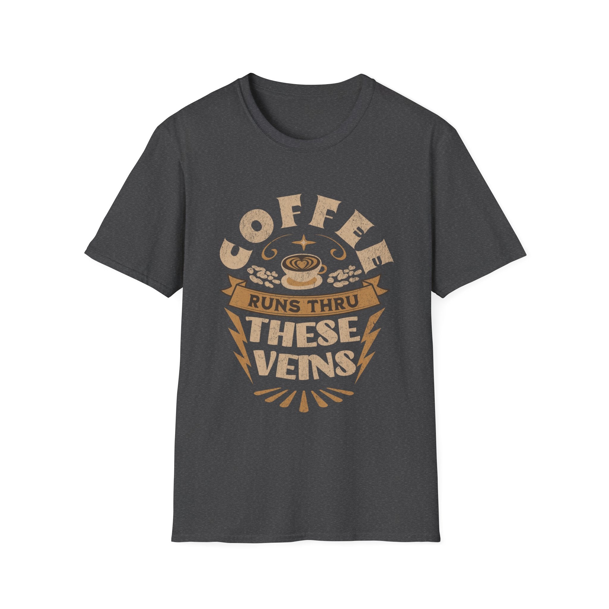 Coffee Runs Thru These Veins Unisex T-Shirt - Gray