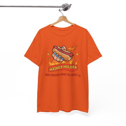 Funny Hot Dog T-Shirt — Weiner Holder Adult-Themed Tee