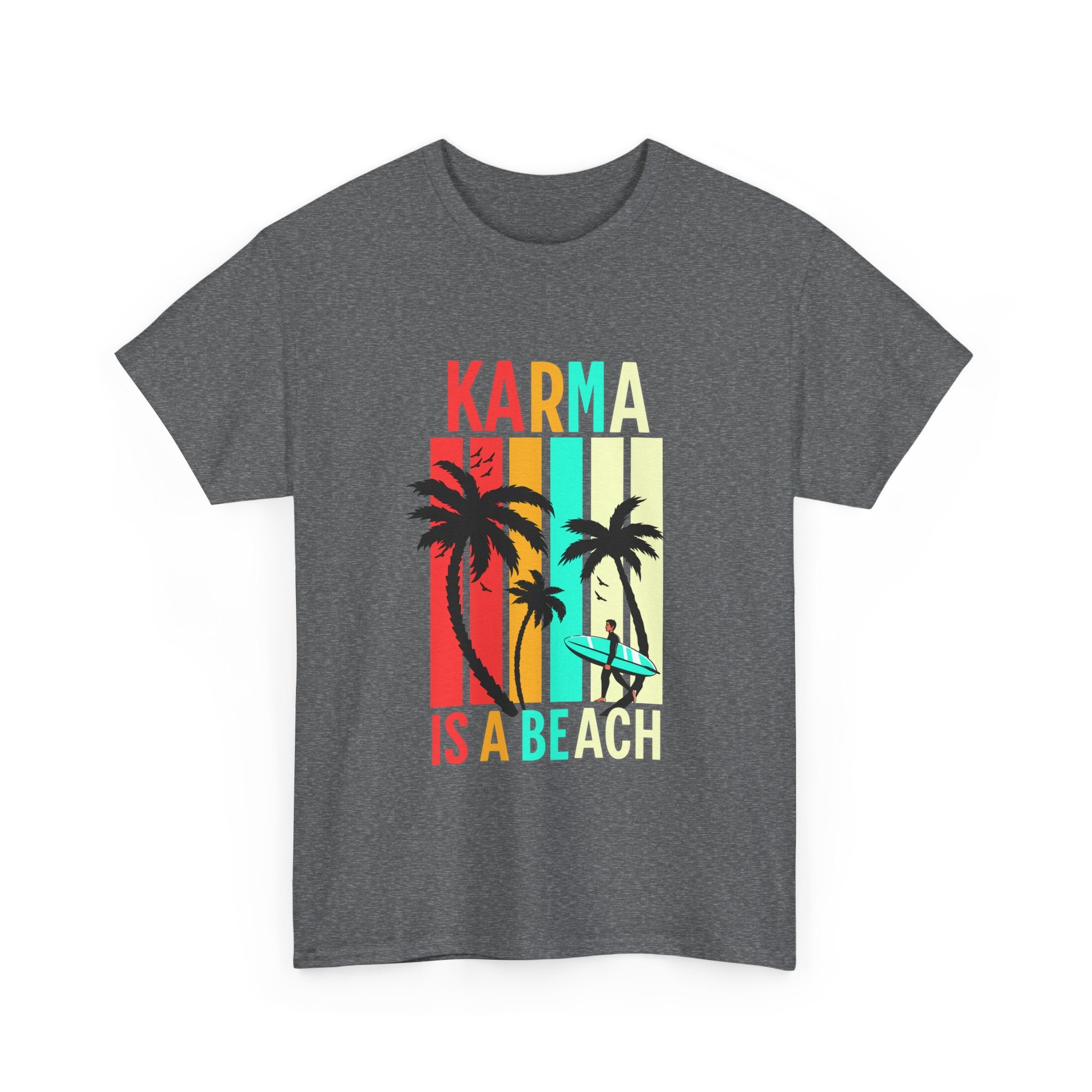 Karma Is A Beach T-Shirt – Vintage Palm Tree Surf Graphic Tee