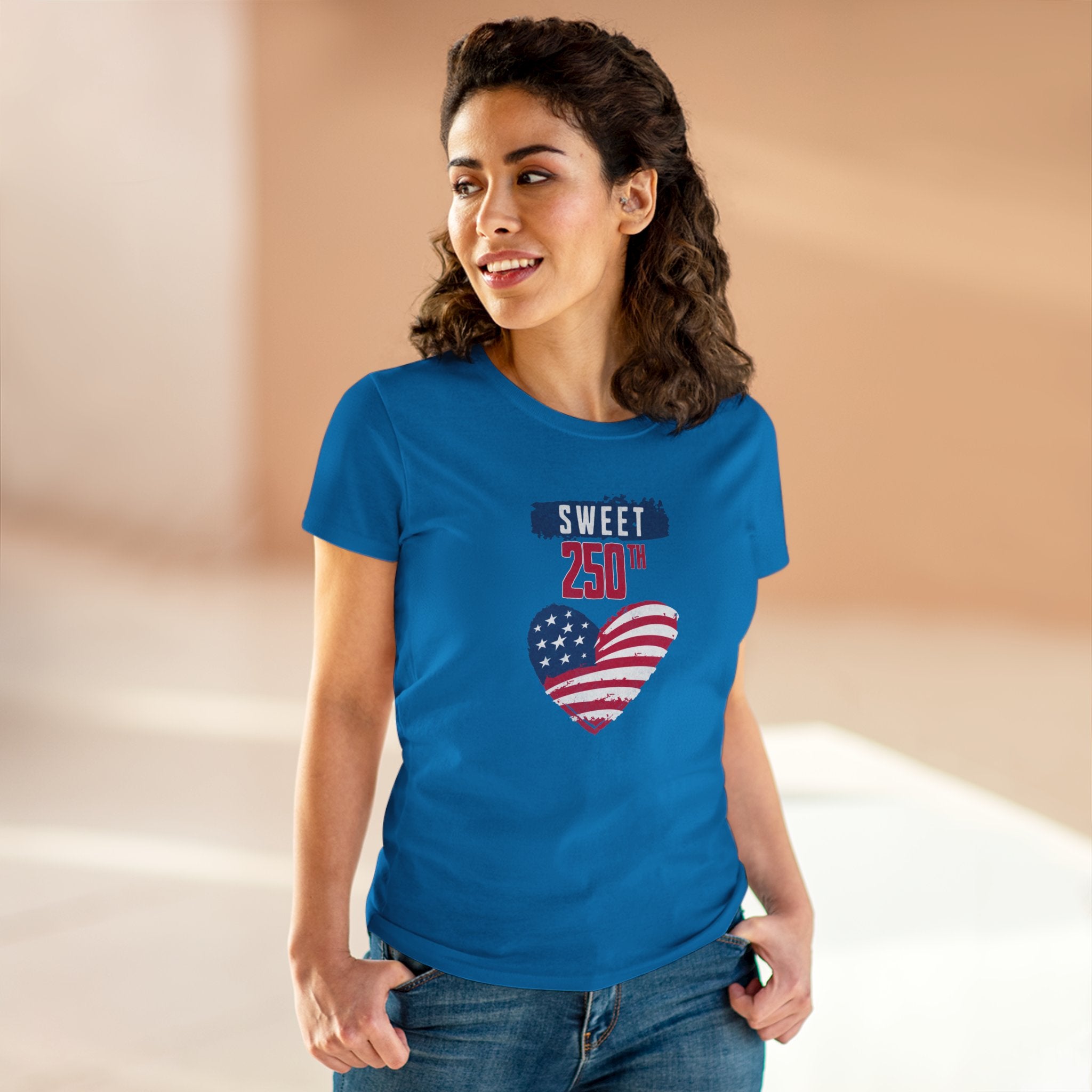 Sweet 250th American Flag Heart T‑Shirt