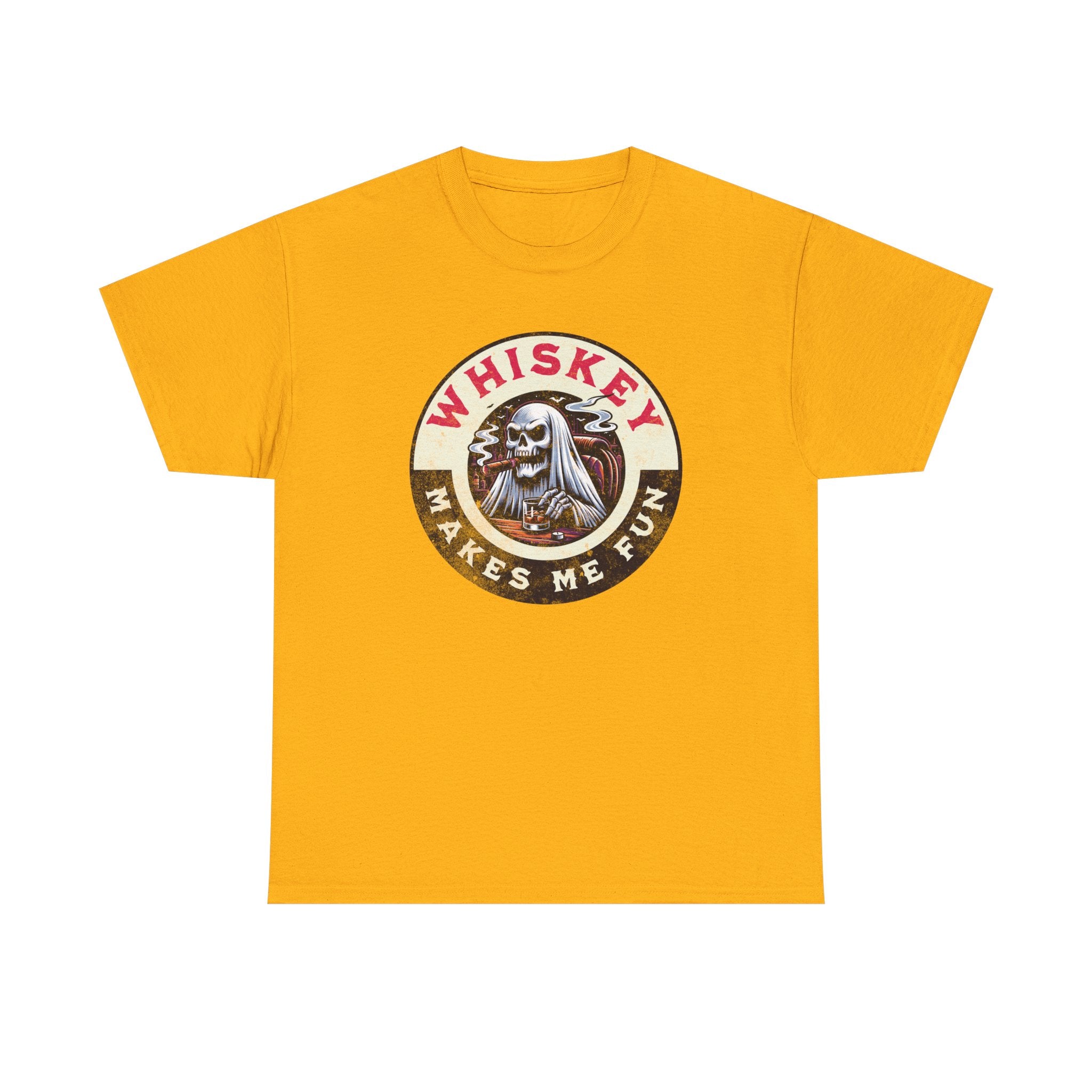 Whiskey Makes Me Fun T-Shirt — Vintage Skull Whiskey Graphic Tee