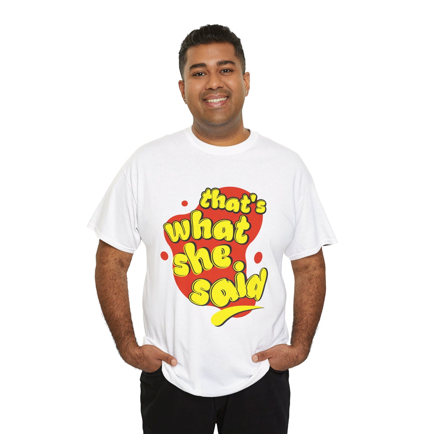 That’s What She Said T-Shirt — Retro Yellow &amp; Red Graphic Tee