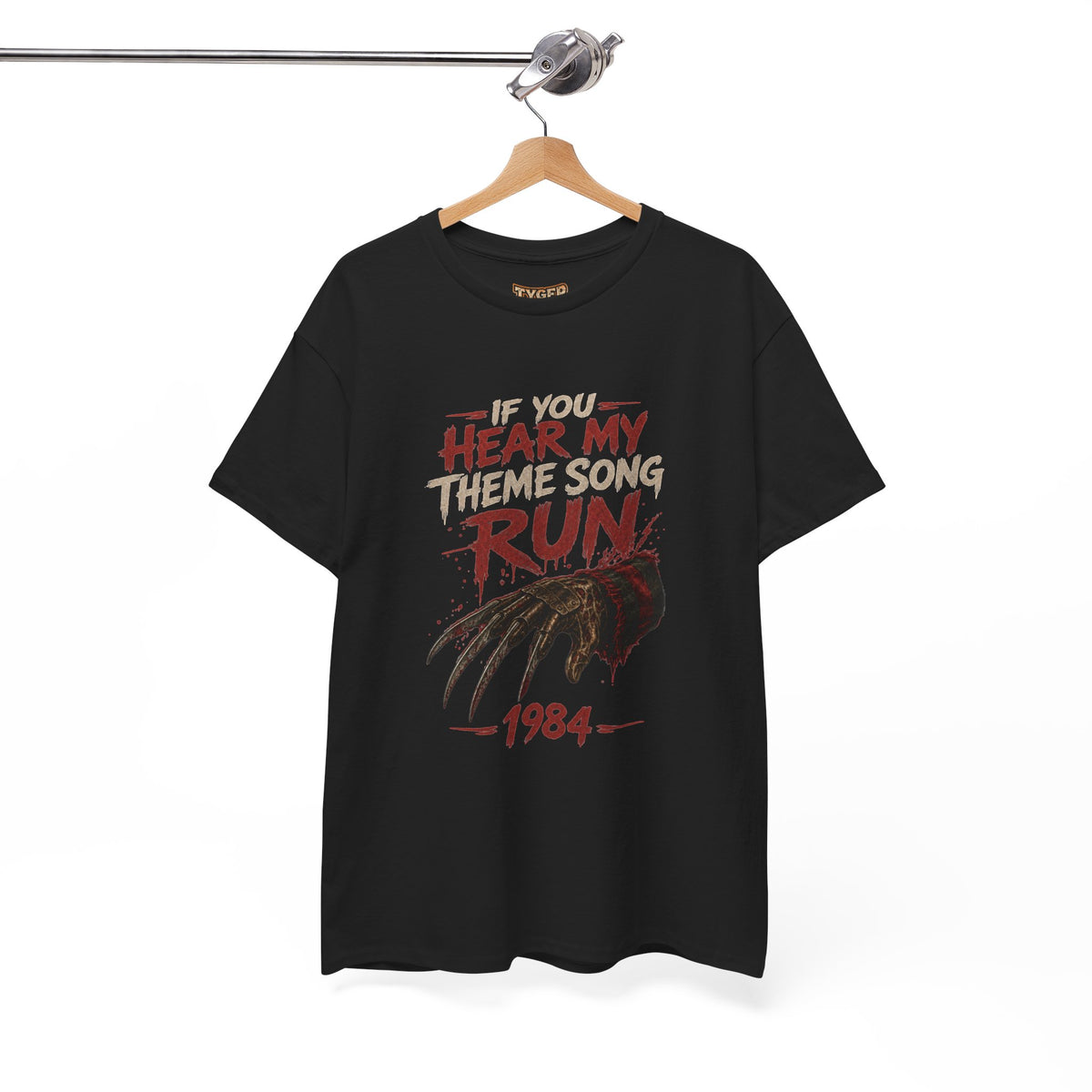 Horror Movie Tee — "If You Hear My Theme Song Run" Freddy Graphic T-Shirt