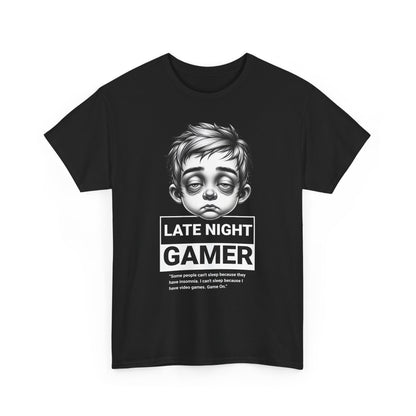 Late Night Gamer T-Shirt — Funny Sleepy Gamer Graphic Tee