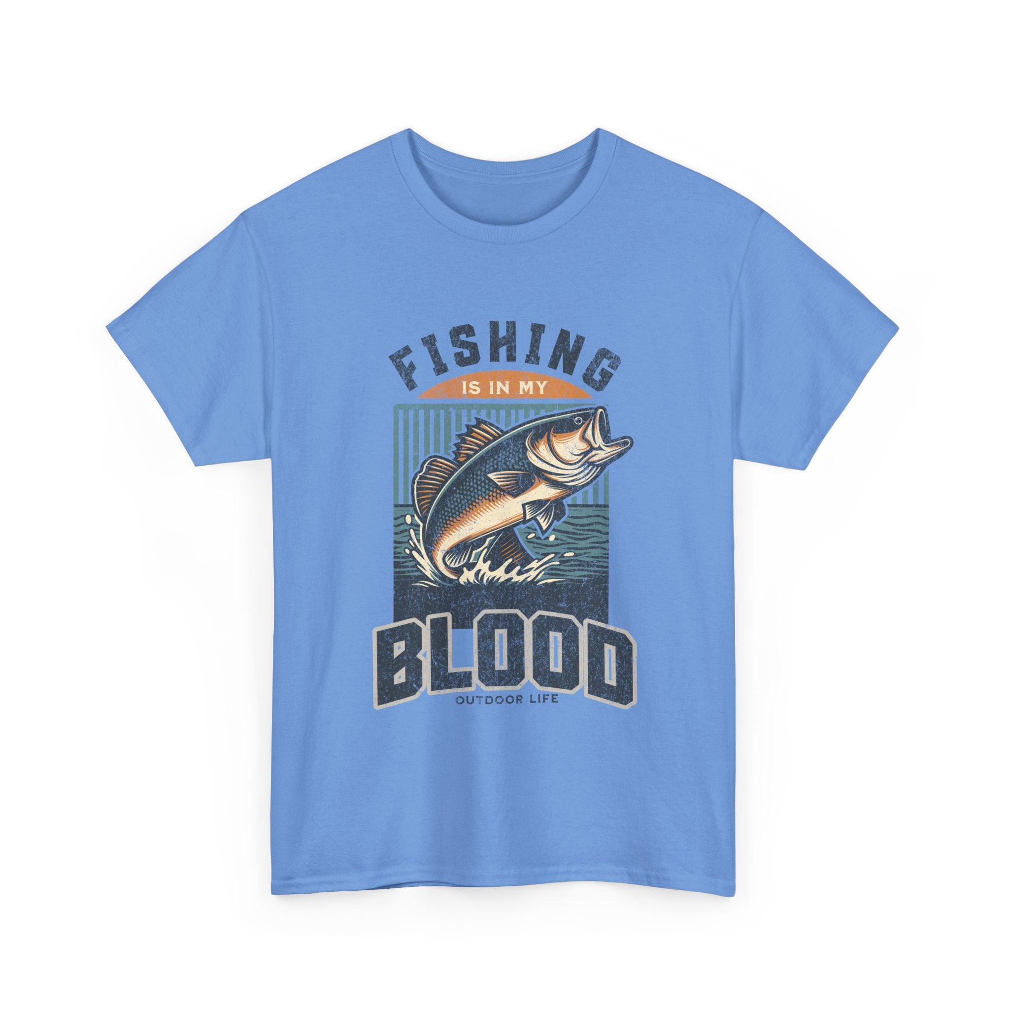 Fishing Is My Blood T-Shirt — Retro Bass Graphic Tee for Anglers