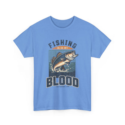 Fishing Is My Blood T-Shirt — Retro Bass Graphic Tee for Anglers
