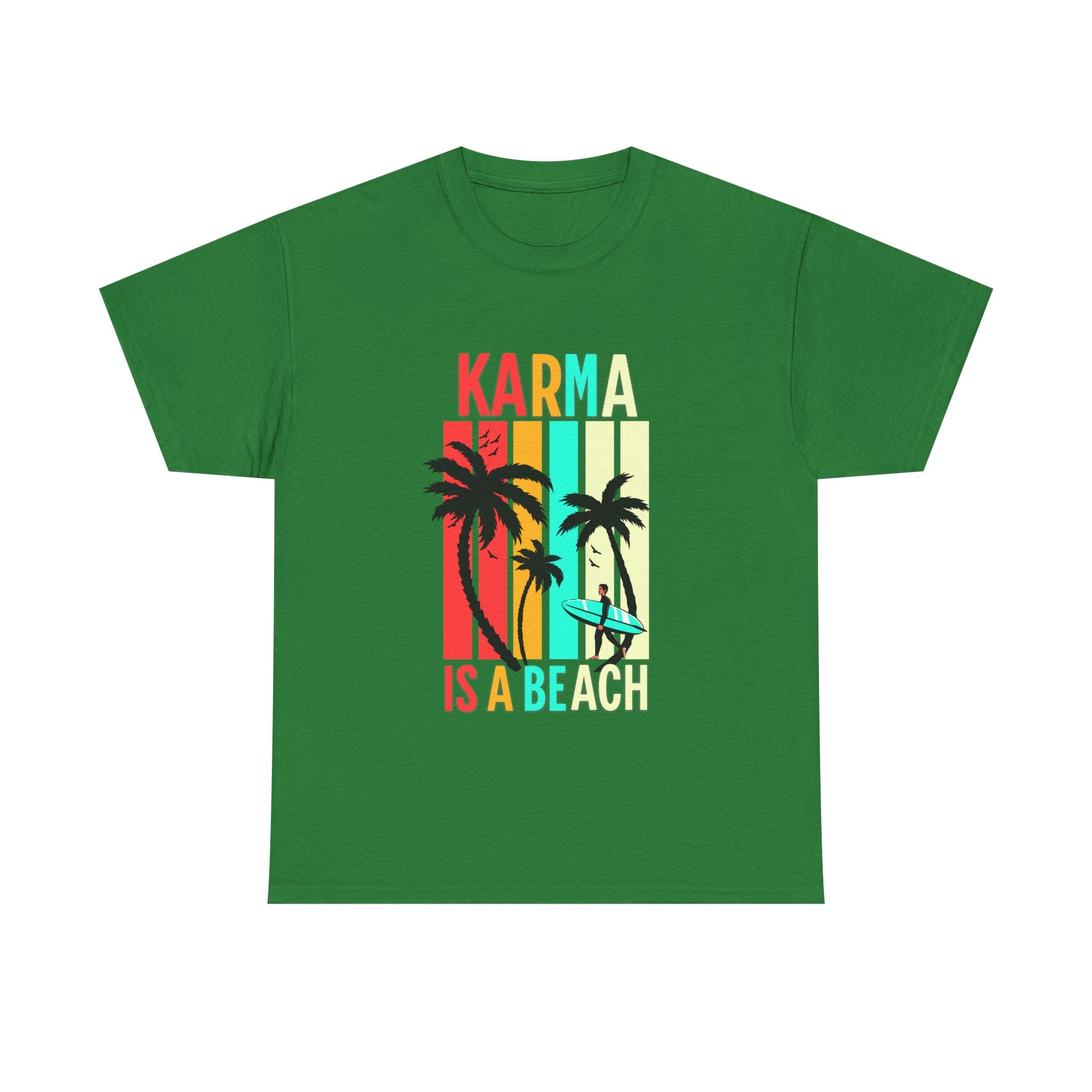 Karma Is A Beach T-Shirt – Vintage Palm Tree Surf Graphic Tee