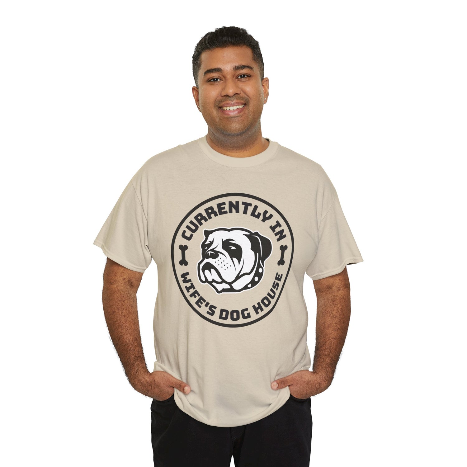 Currently In Wife’s Dog House – Funny Bulldog T-Shirt