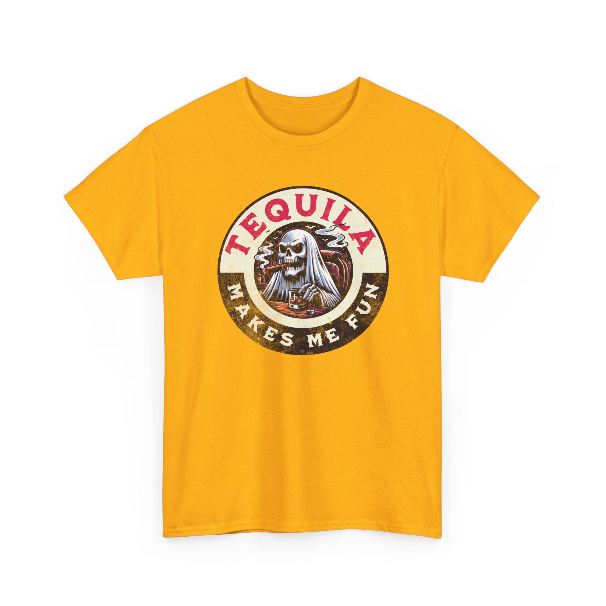 Tequila Makes Me Fun T-Shirt – Funny Party Graphic Tee with Skull &amp; Bottle Design