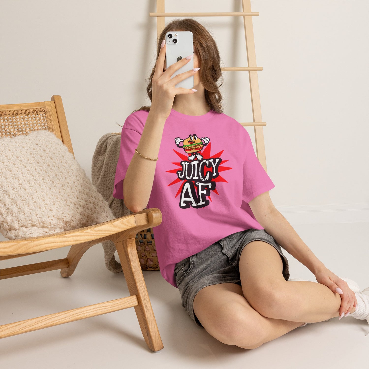 Juicy AF T-Shirt — Retro Cartoon Burger Graphic Tee