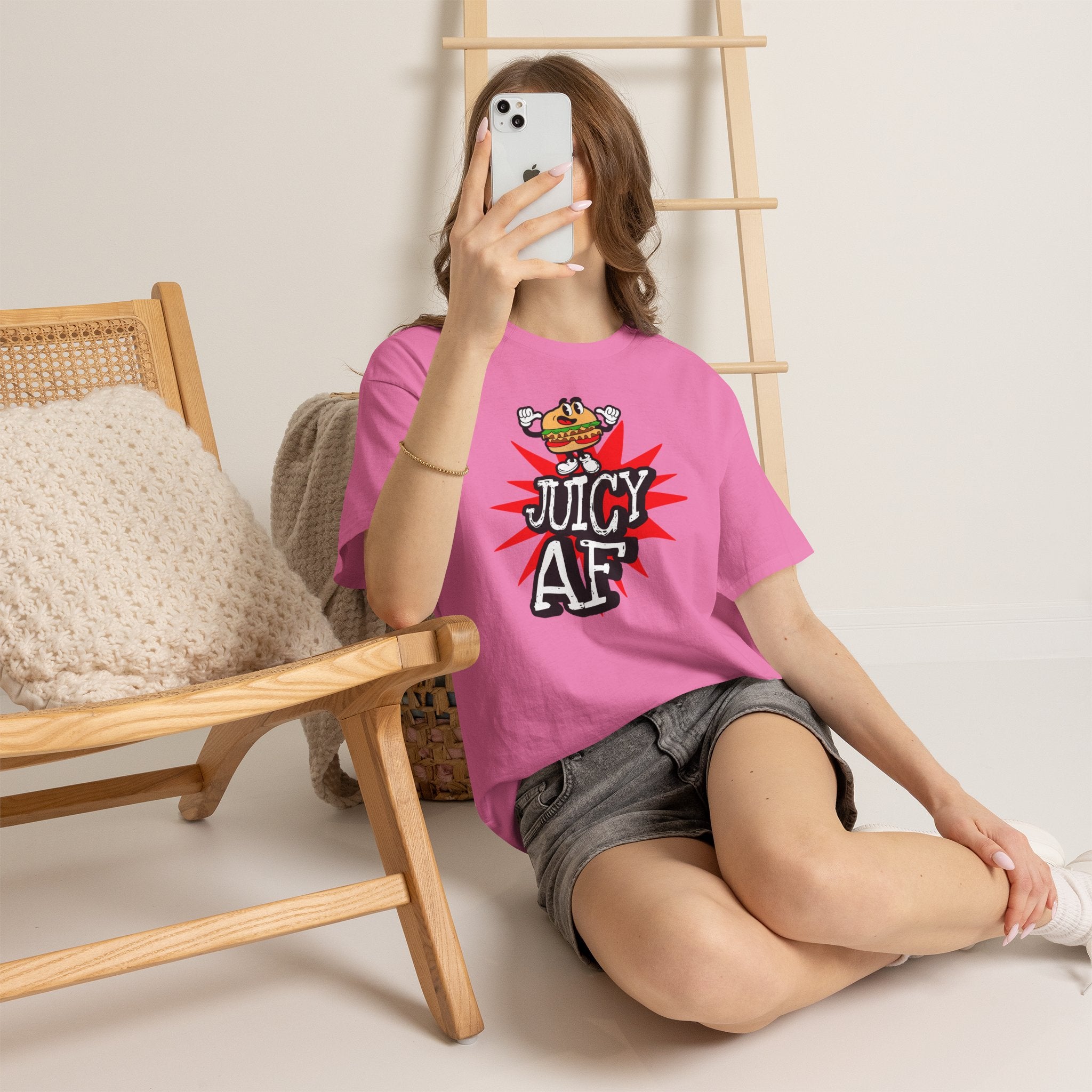 Juicy AF T-Shirt — Retro Cartoon Burger Graphic Tee