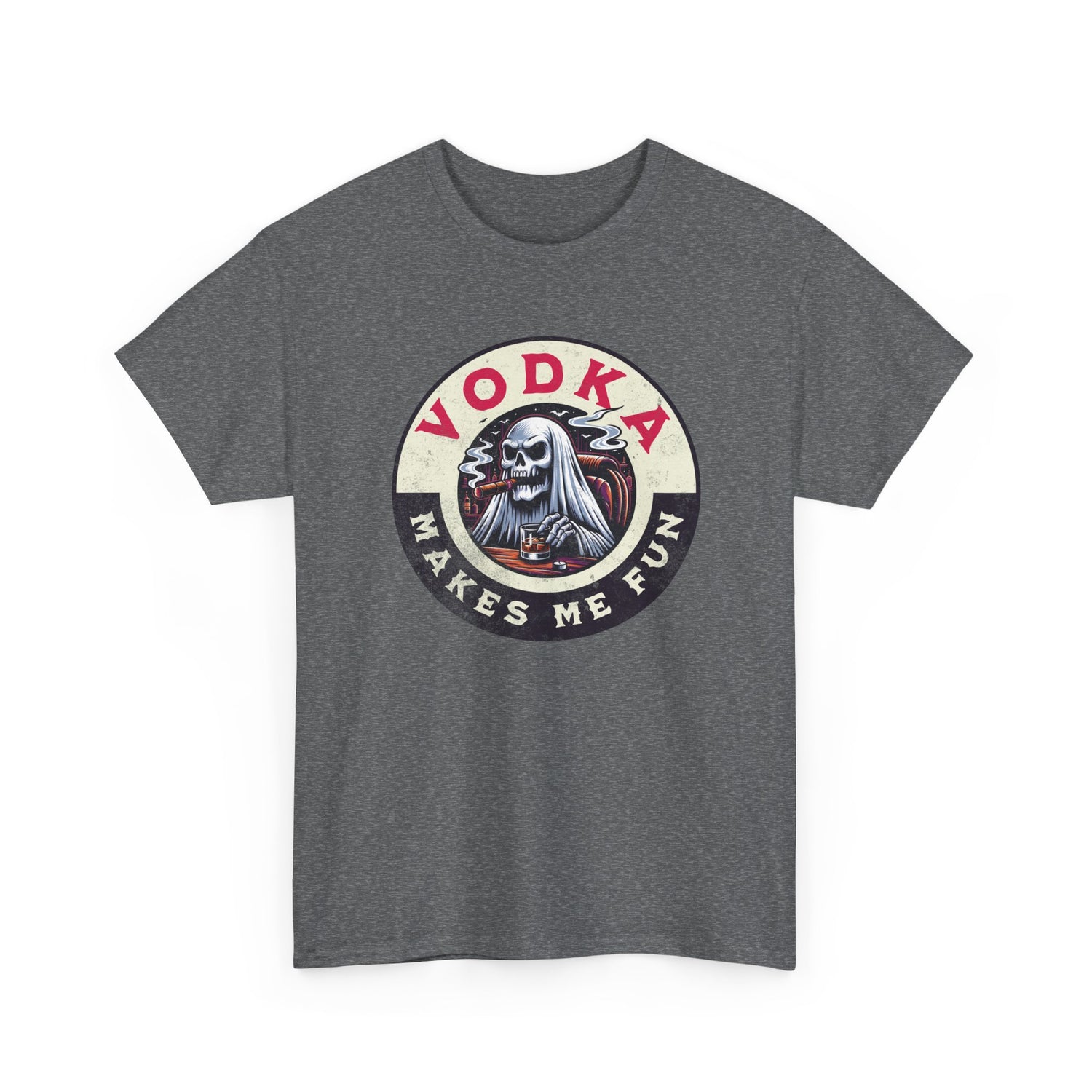 Vodka Makes Me Fun T-Shirt - Retro Skull Drinking Graphic Tee