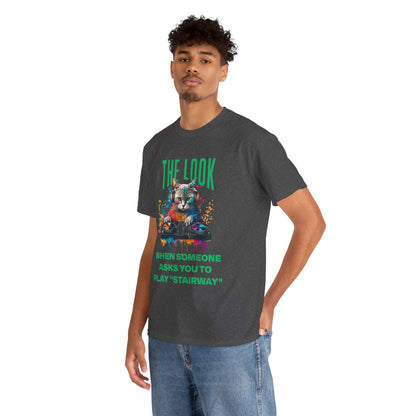 Cat DJ T‑Shirt — “The Look When Someone Asks You to Play ‘Stairway’”