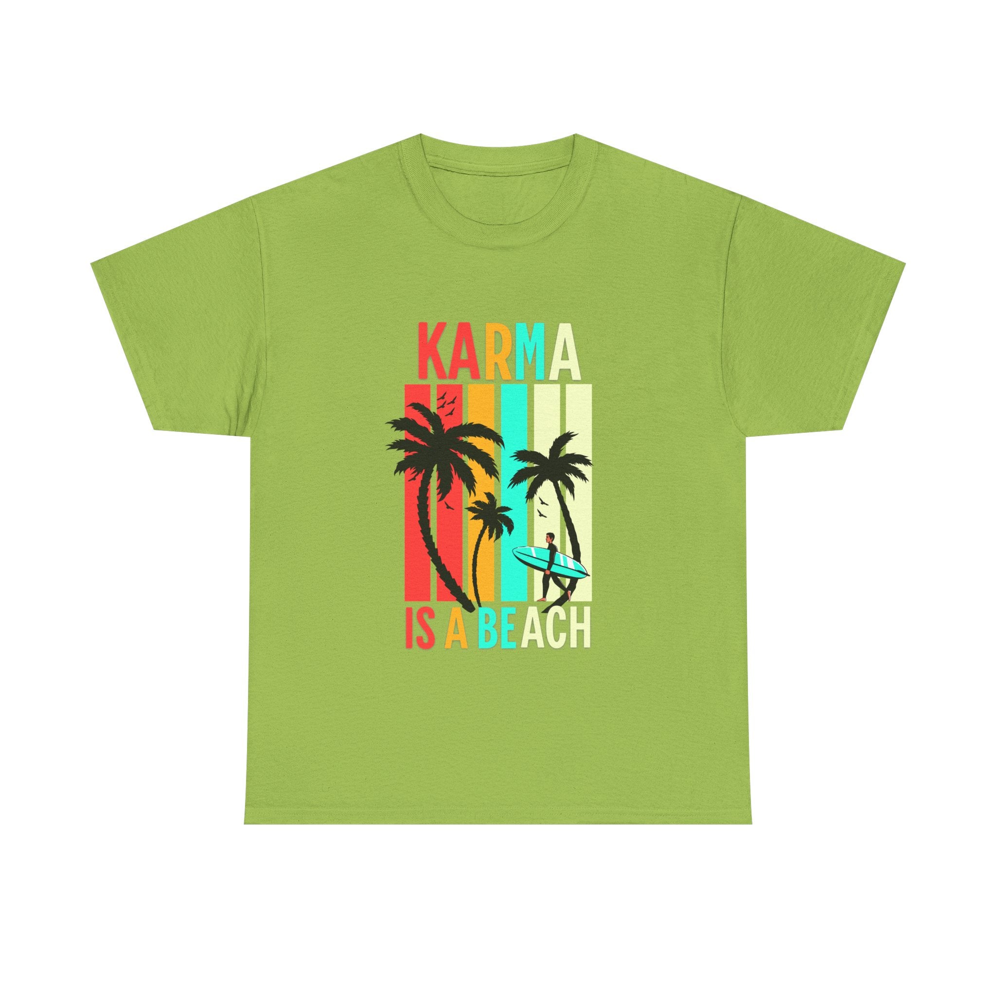 Karma Is A Beach T-Shirt – Vintage Palm Tree Surf Graphic Tee
