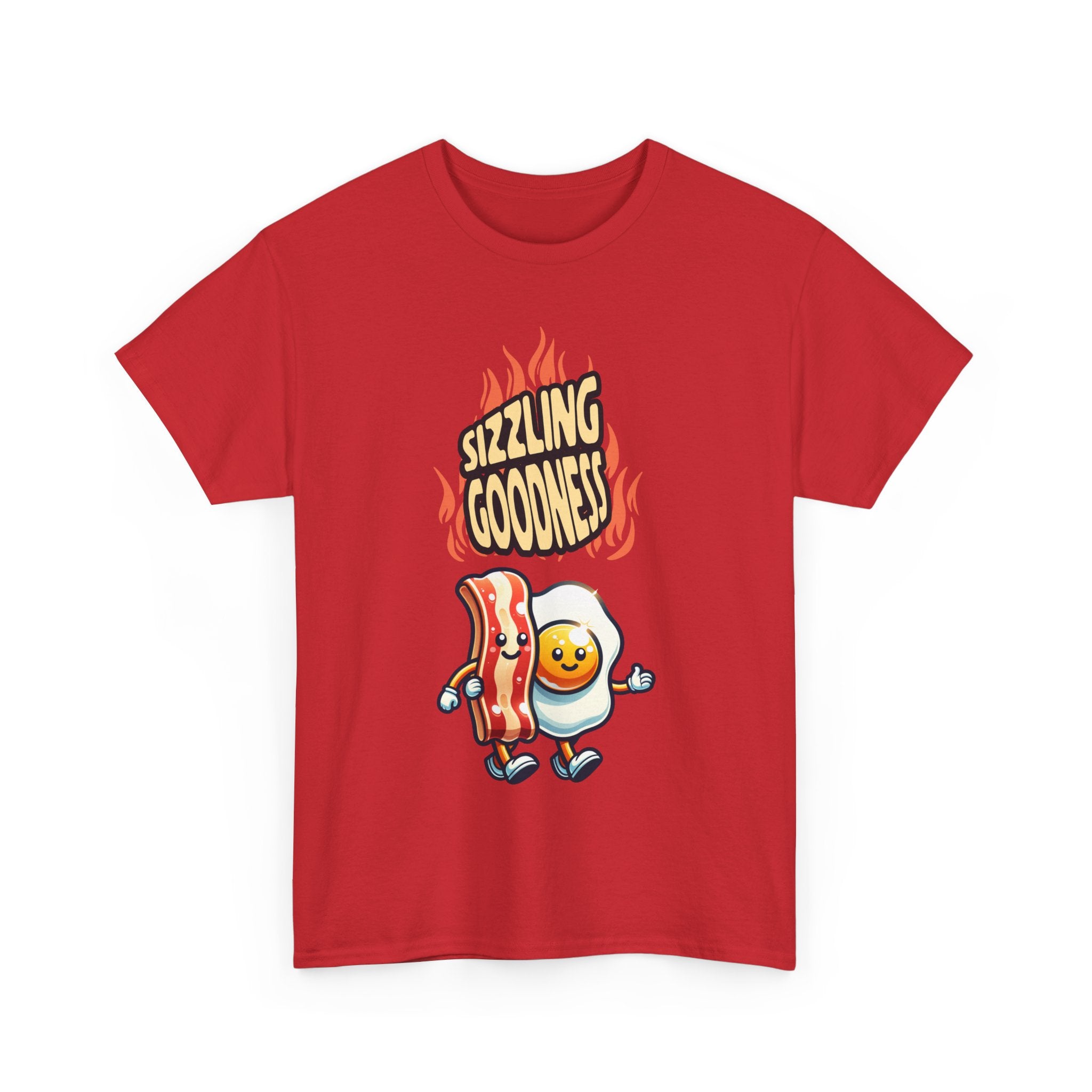 Sizzling Goodness Breakfast T-Shirt — Bacon &amp; Egg Cartoon Tee