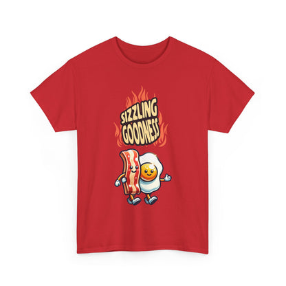 Sizzling Goodness Breakfast T-Shirt — Bacon &amp; Egg Cartoon Tee