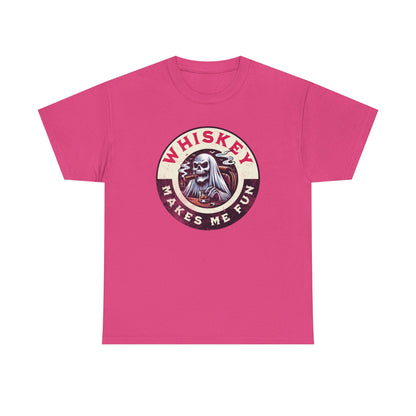 Whiskey Makes Me Fun T-Shirt — Vintage Skull Whiskey Graphic Tee
